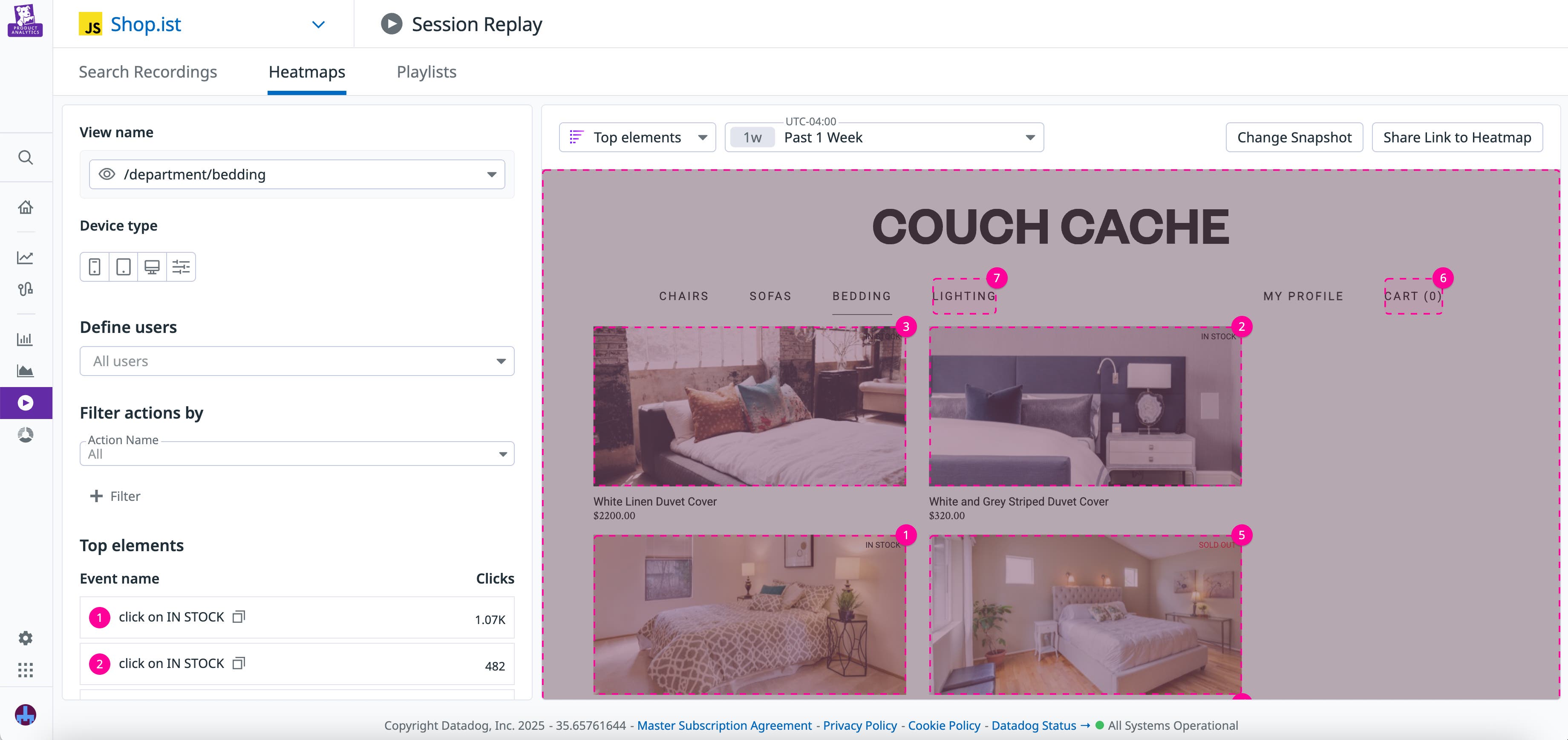 A heatmap showing UI elements with the most interactions for a checkout page. A heatmap showing UI elements with the most interactions for a checkout page.