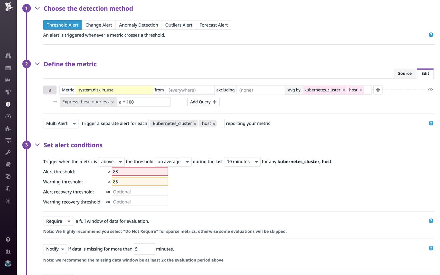 A Recommended Monitor for Kubernetes disk space usage. A Recommended Monitor for Kubernetes disk space usage.