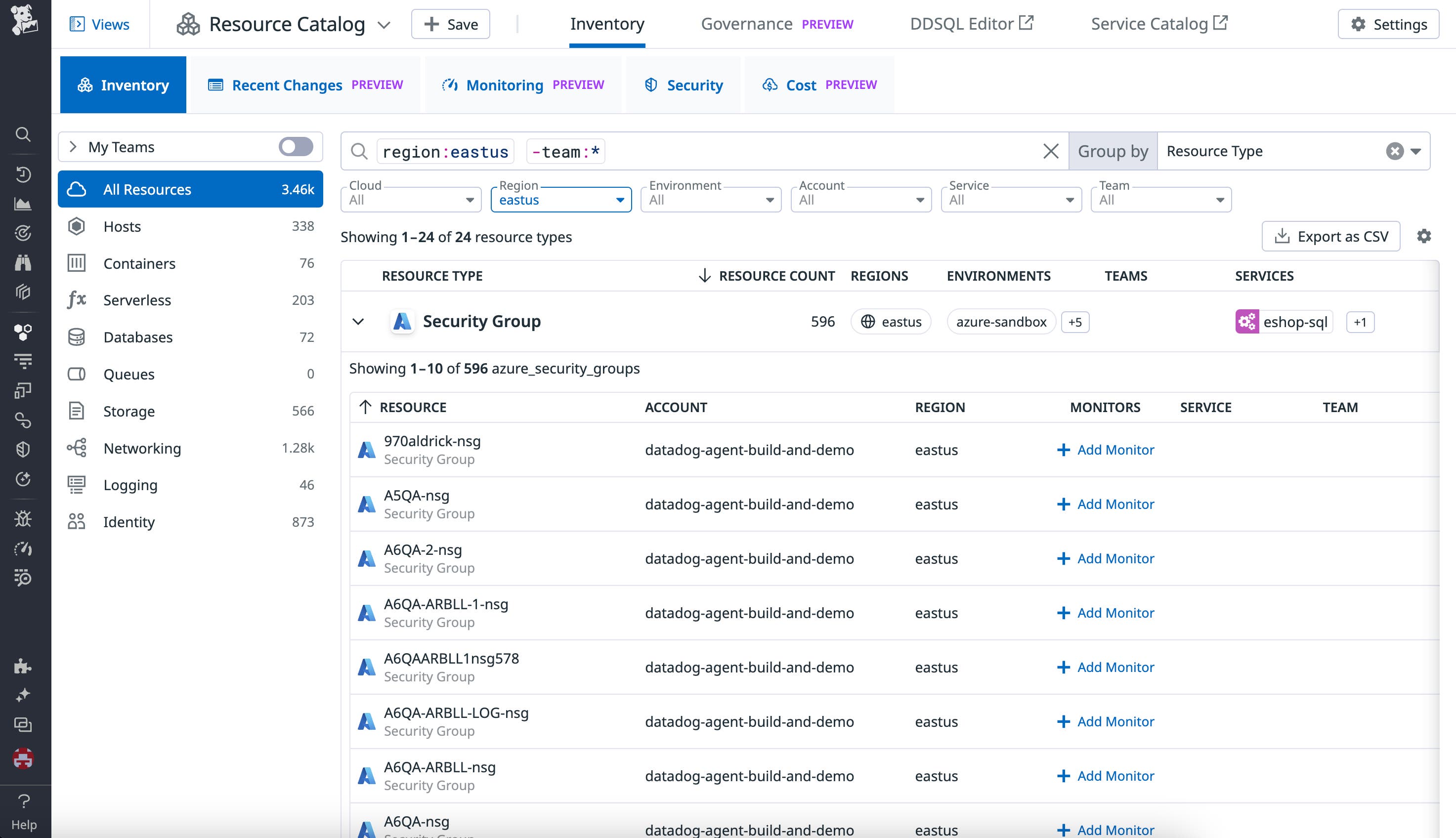Filtering to resources without a team tag in the Inventory view Filtering to resources without a team tag in the Inventory view