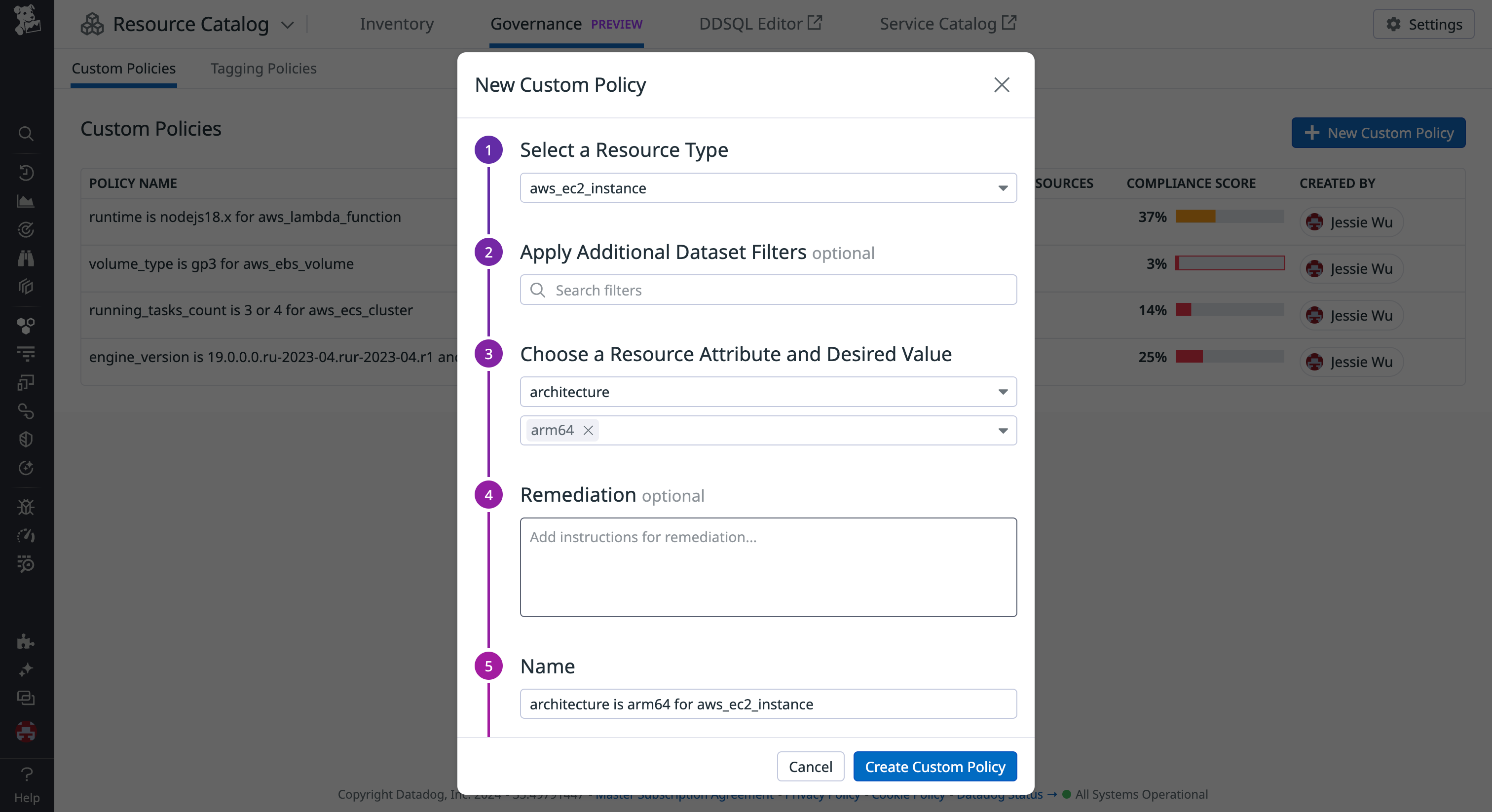 Creating a new custom policy