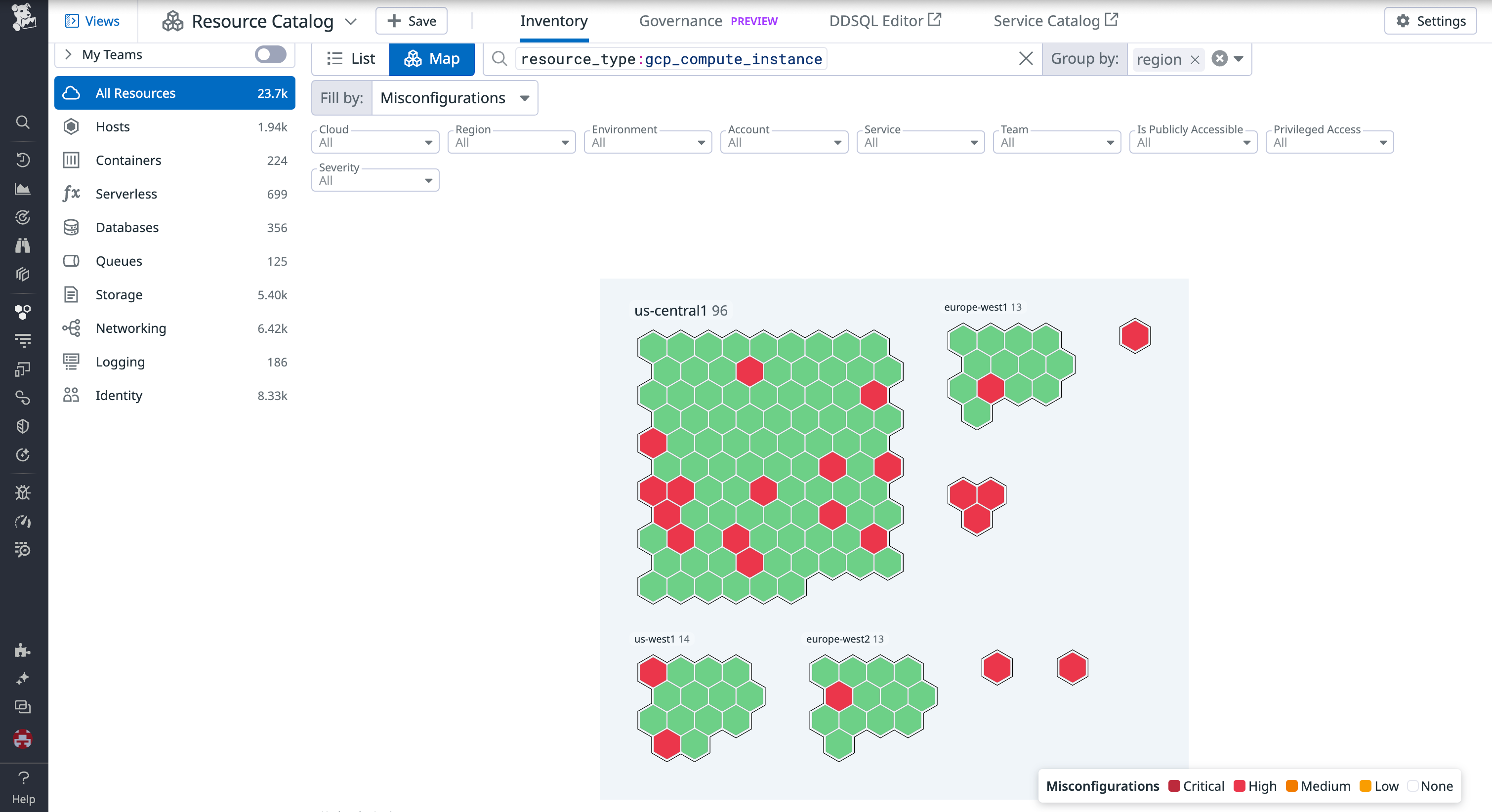 The Resource Catalog cluster map view
