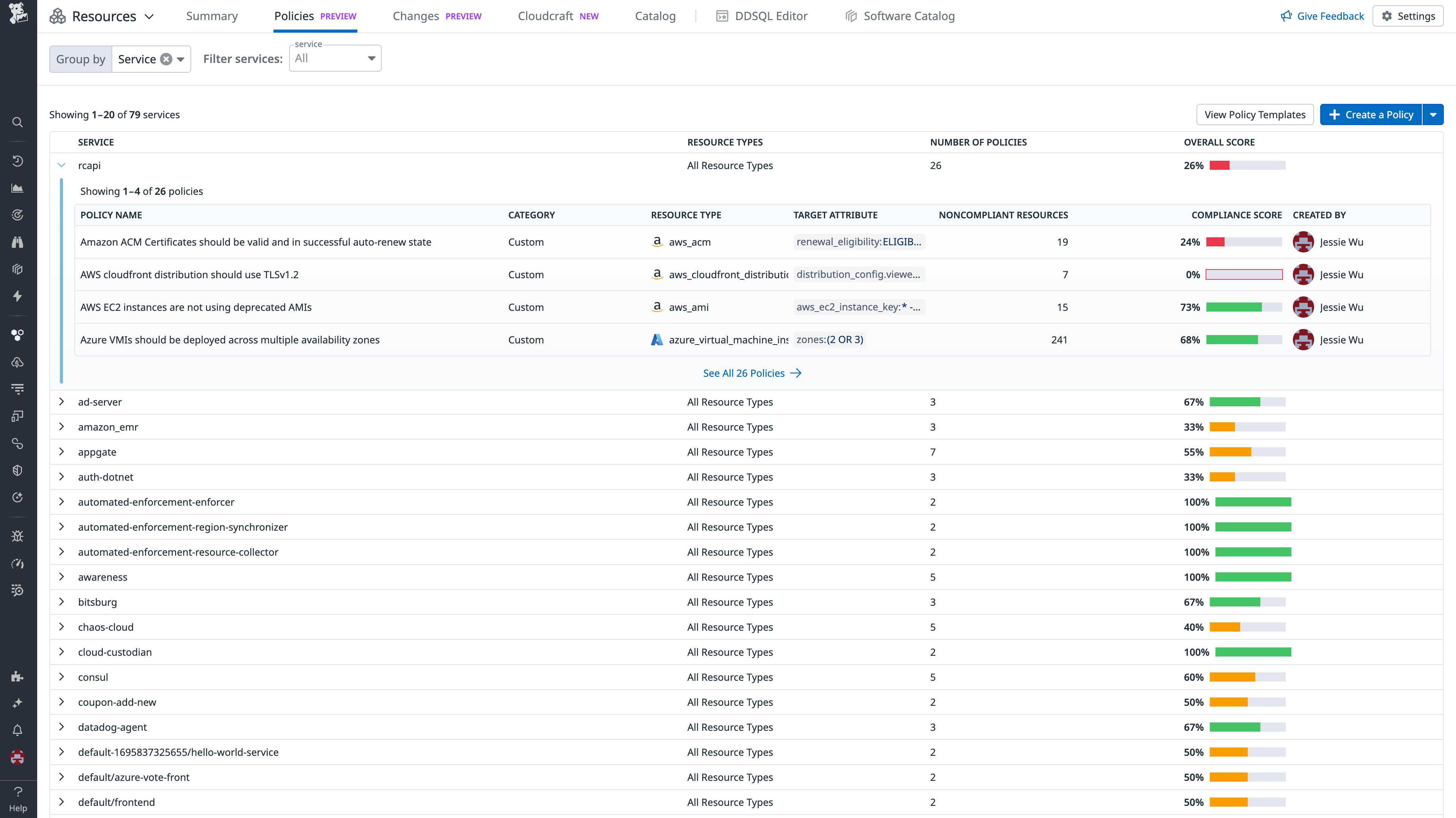 Assessing infrastructure compliance with a Resource Policy.