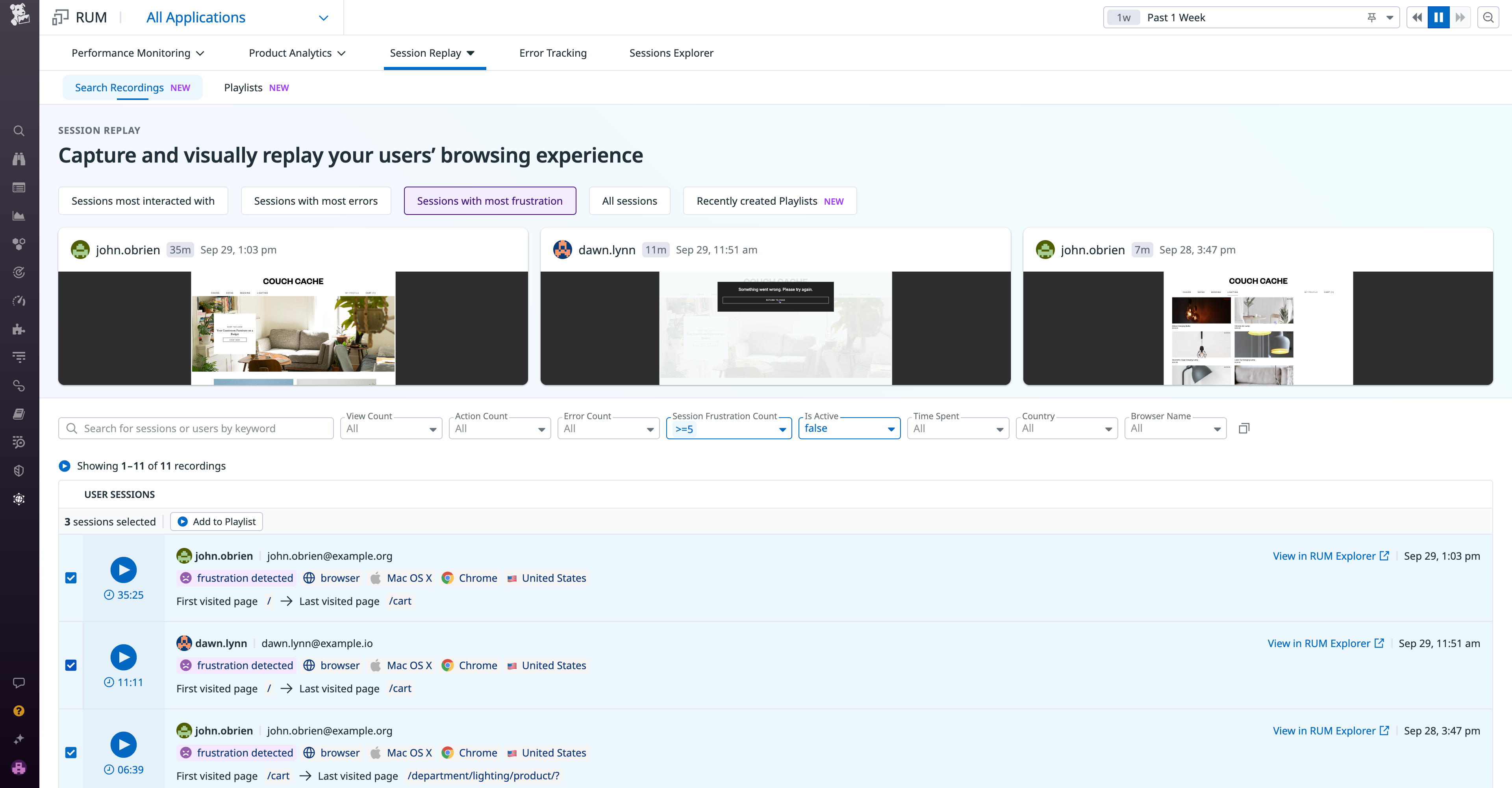 Add individual sessions or bulk add multiple sessions to your Playlist from the Search Recordings page