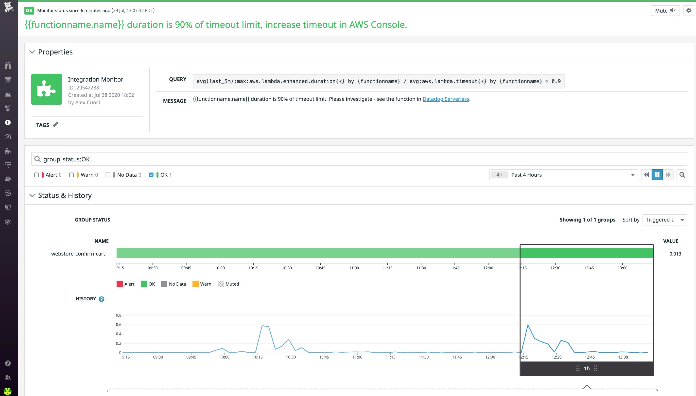 Alerting on Lambda function duration Alerting on Lambda function duration