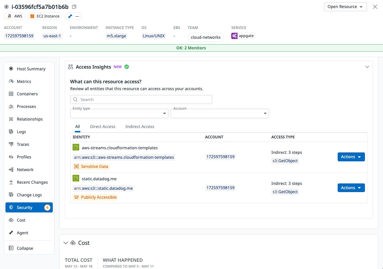 Access Insights in Datadog Security Graph Access Insights in Datadog Security Graph