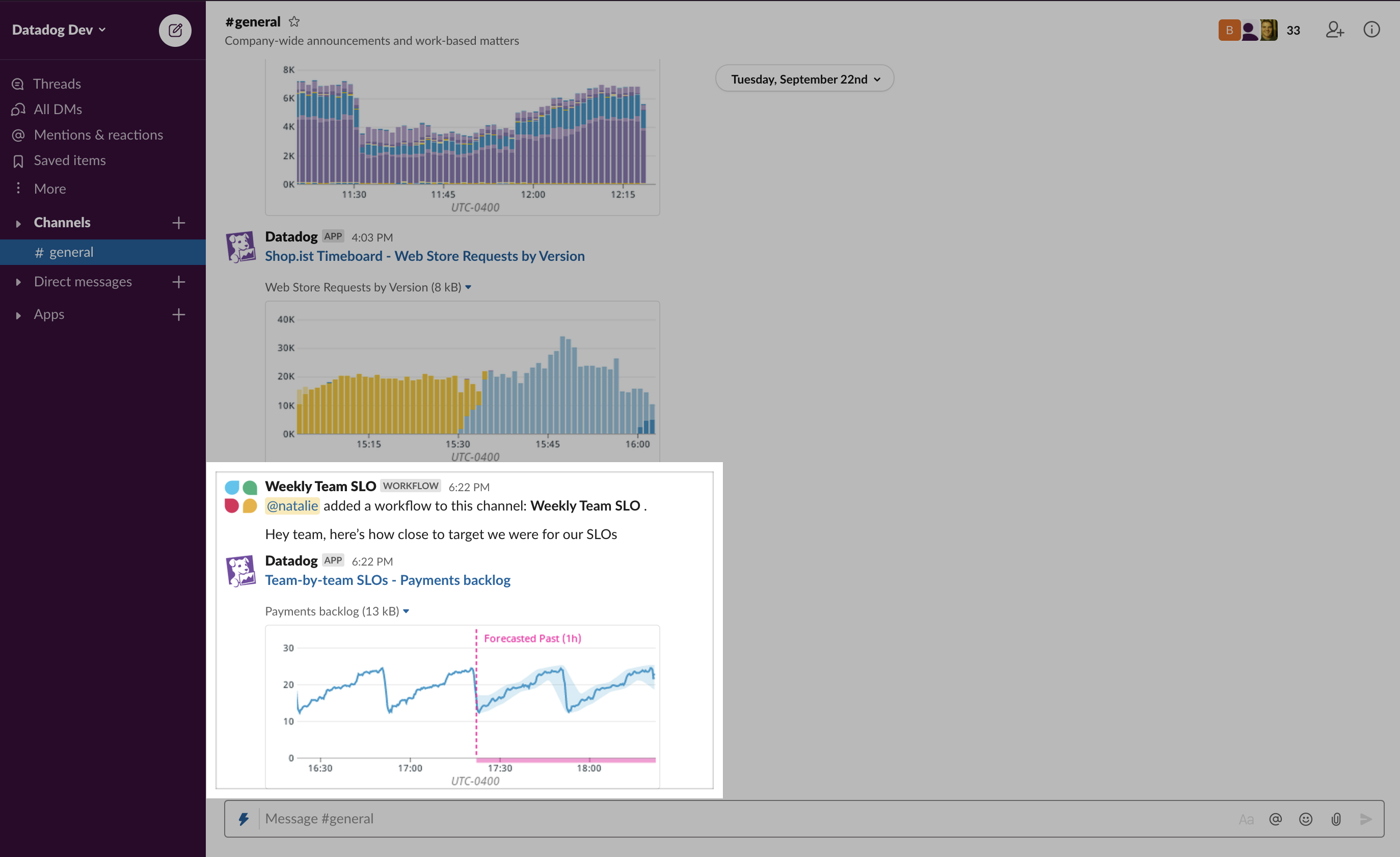 Datadog Step を使用してルーティンの情報共有を自動化。