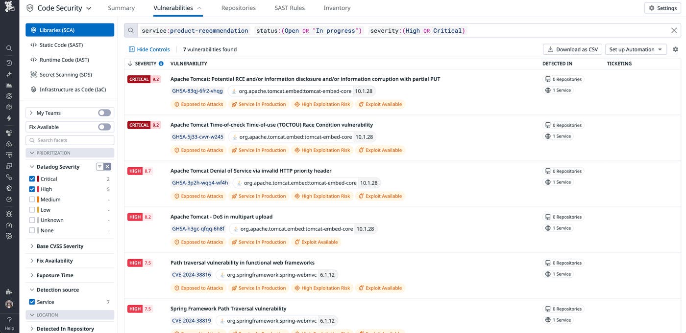 Datadog Software Composition Analysis Datadog Software Composition Analysis