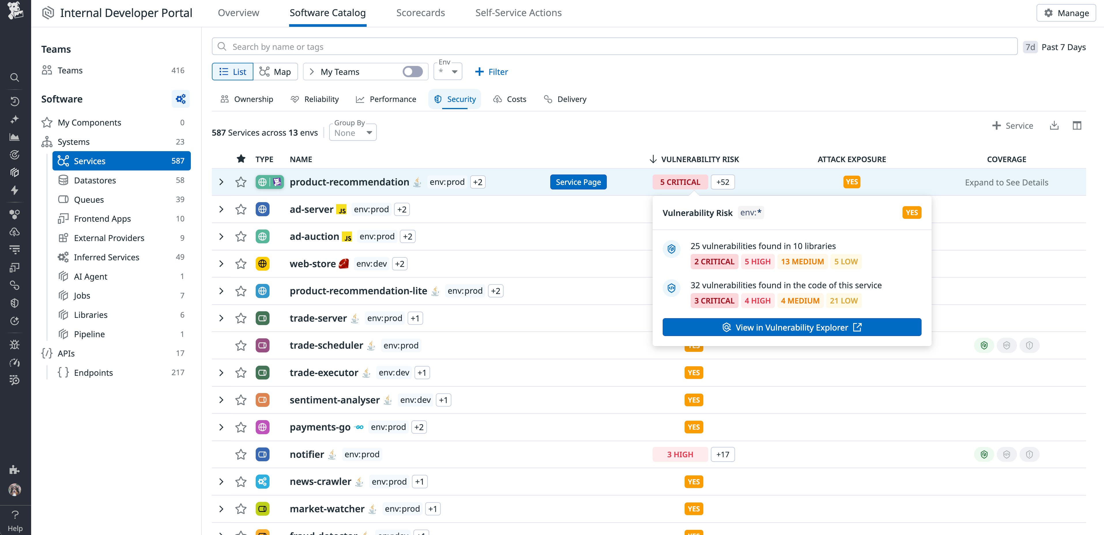 Datadog Software Catalog vulnerabilities Datadog Software Catalog vulnerabilities