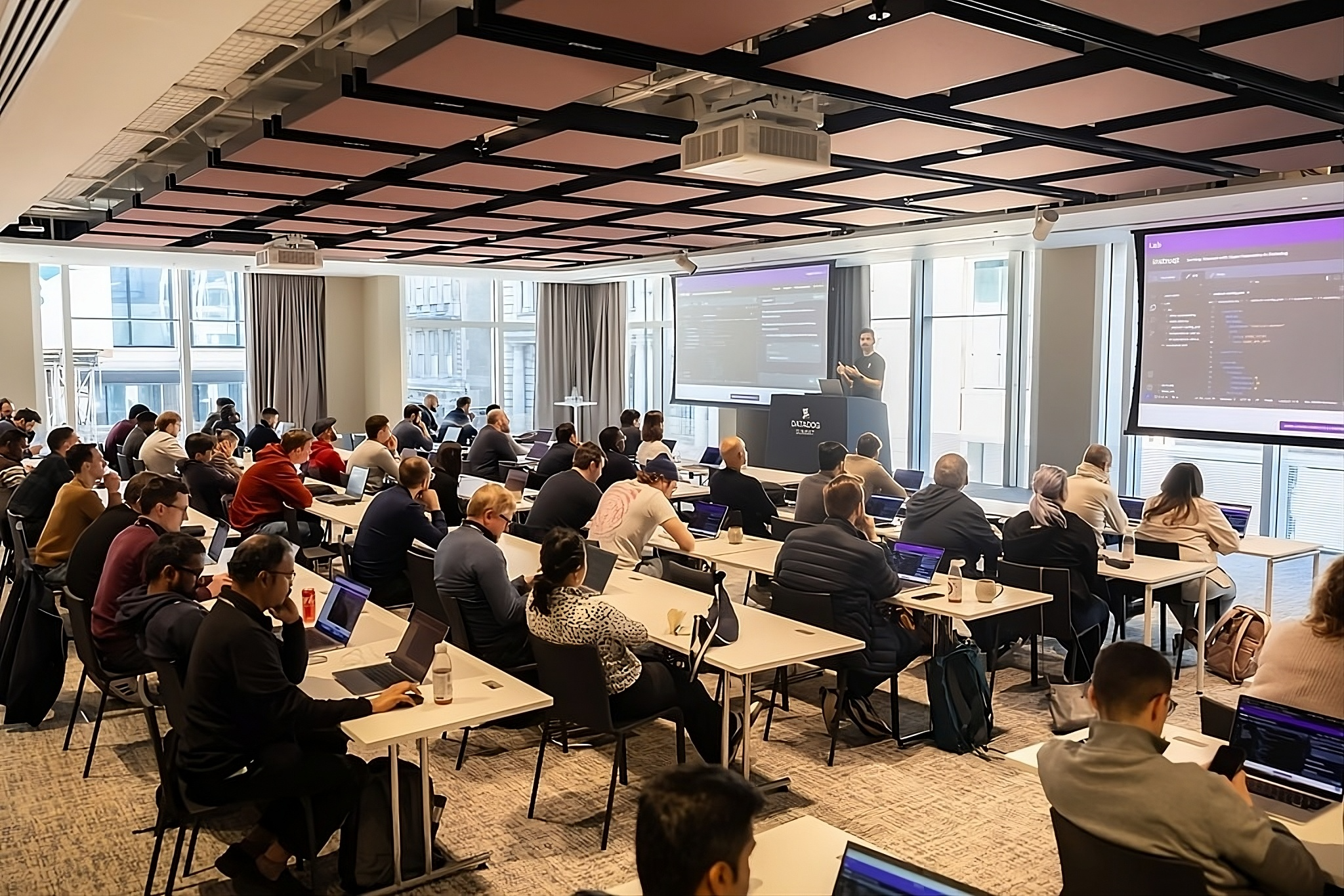 Presenter leading a technical workshop at a Datadog Summit.