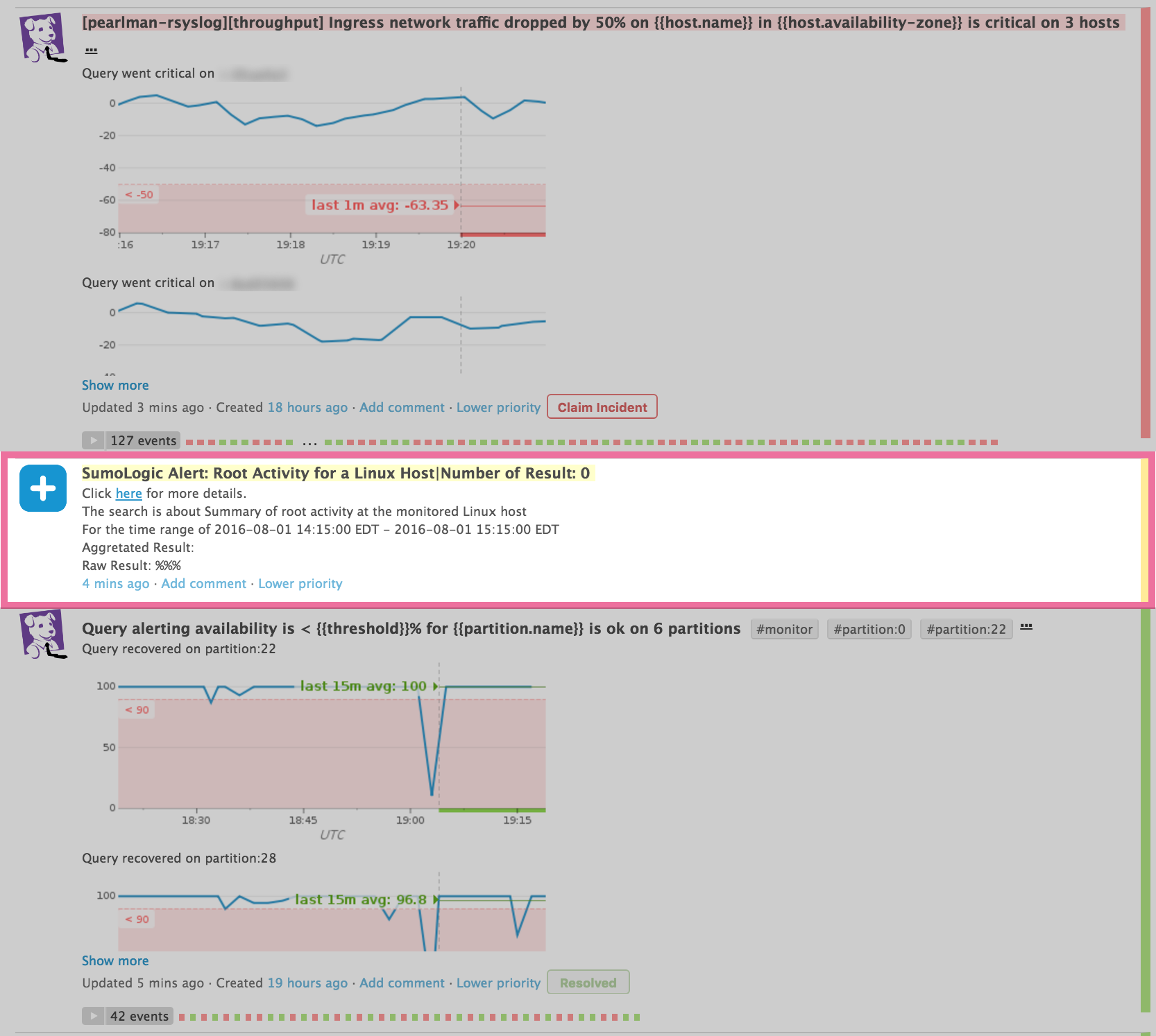Sumo Logic performance - event stream with sumo logic alert