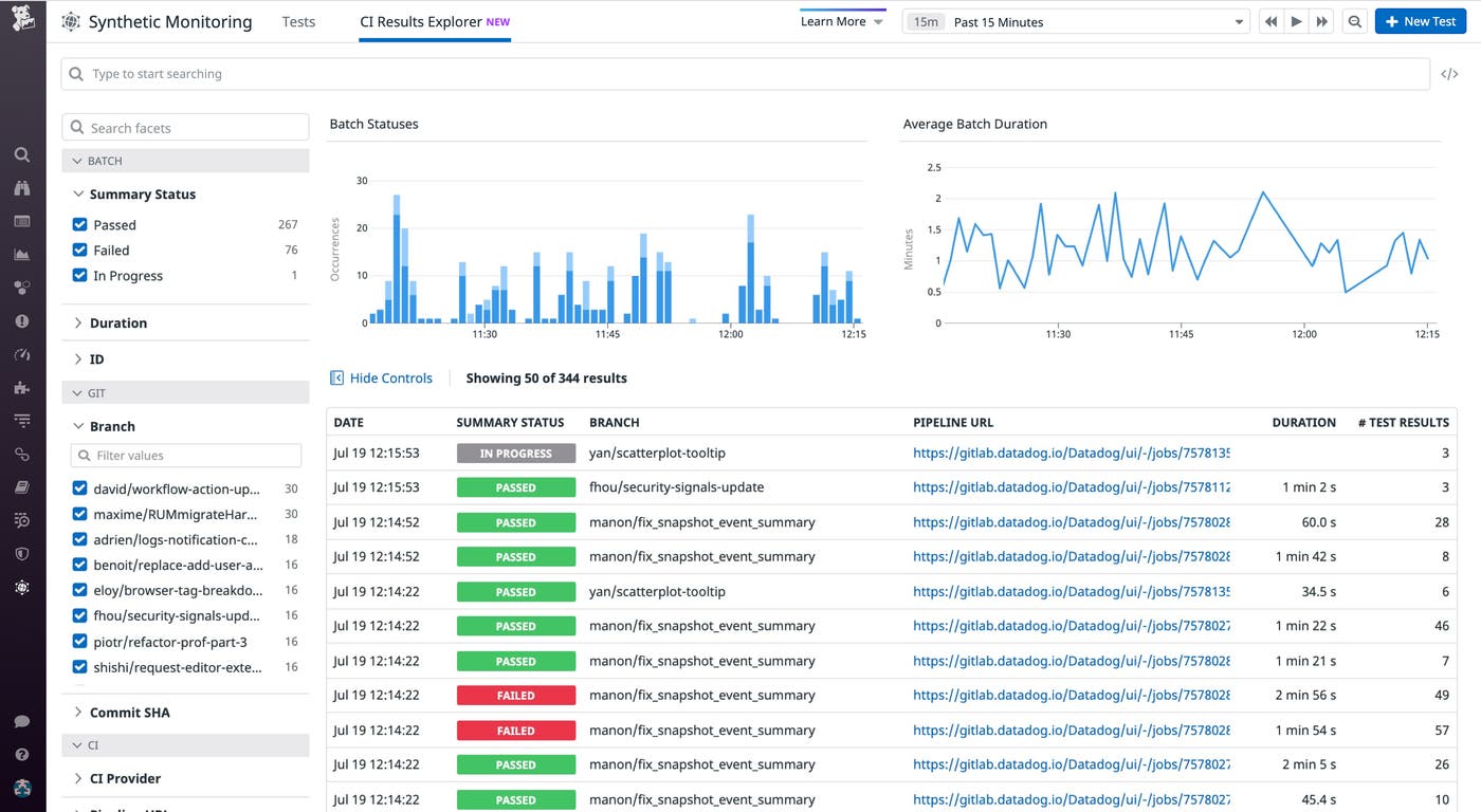 The CI Results Explorer displays CI/CD test results in the context of their job executions. The CI Results Explorer displays CI/CD test results in the context of their job executions.