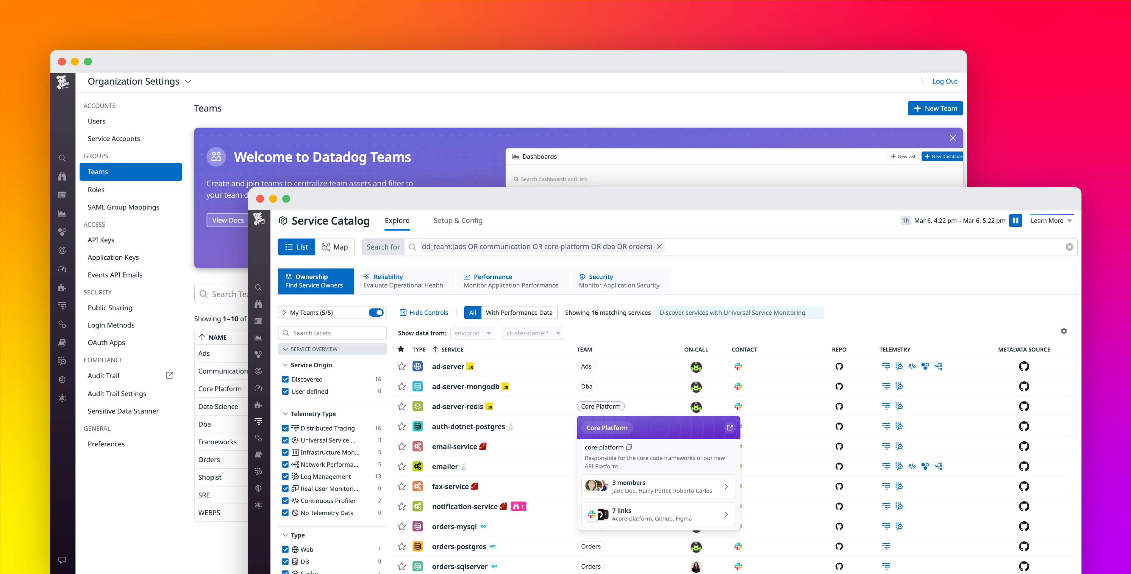 Streamline collaboration throughout your organization with Datadog Teams