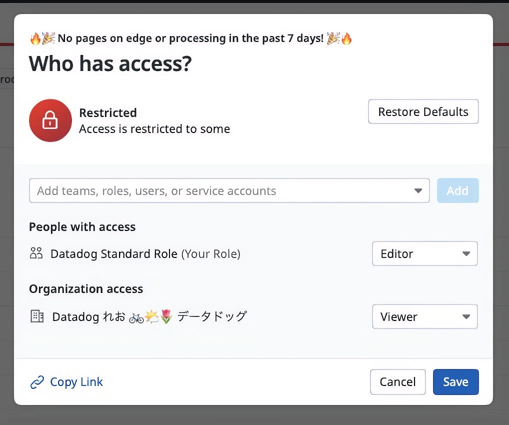 Restricted monitor access dialog with editor and viewer permissions. Restricted monitor access dialog with editor and viewer permissions.