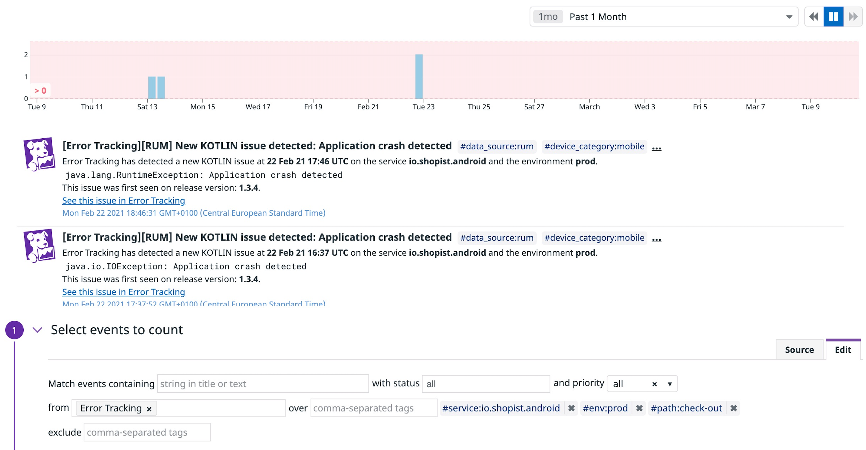 Create intelligent alerts to debug Android crashes
