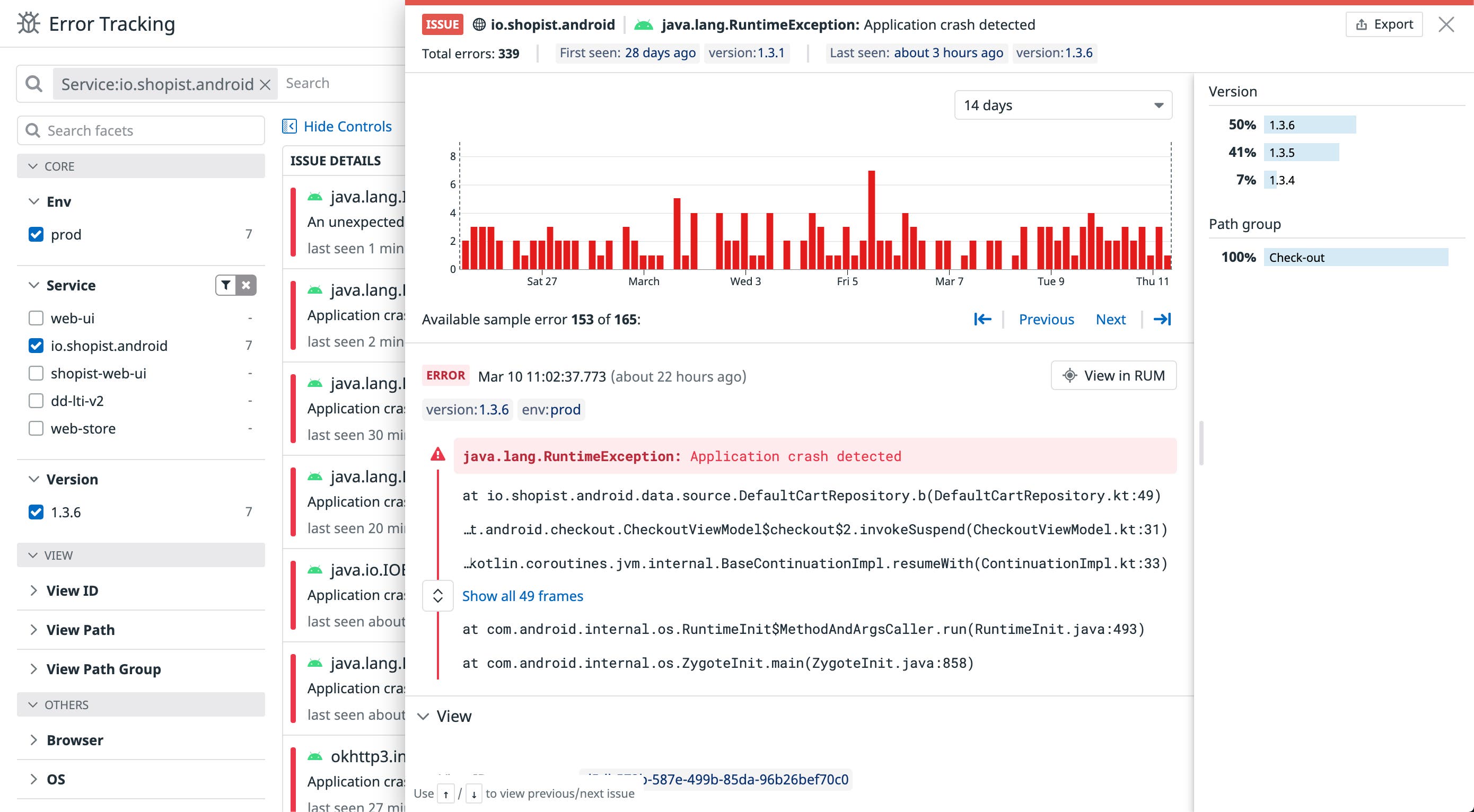 View a stack trace for an Android application crash View a stack trace for an Android application crash
