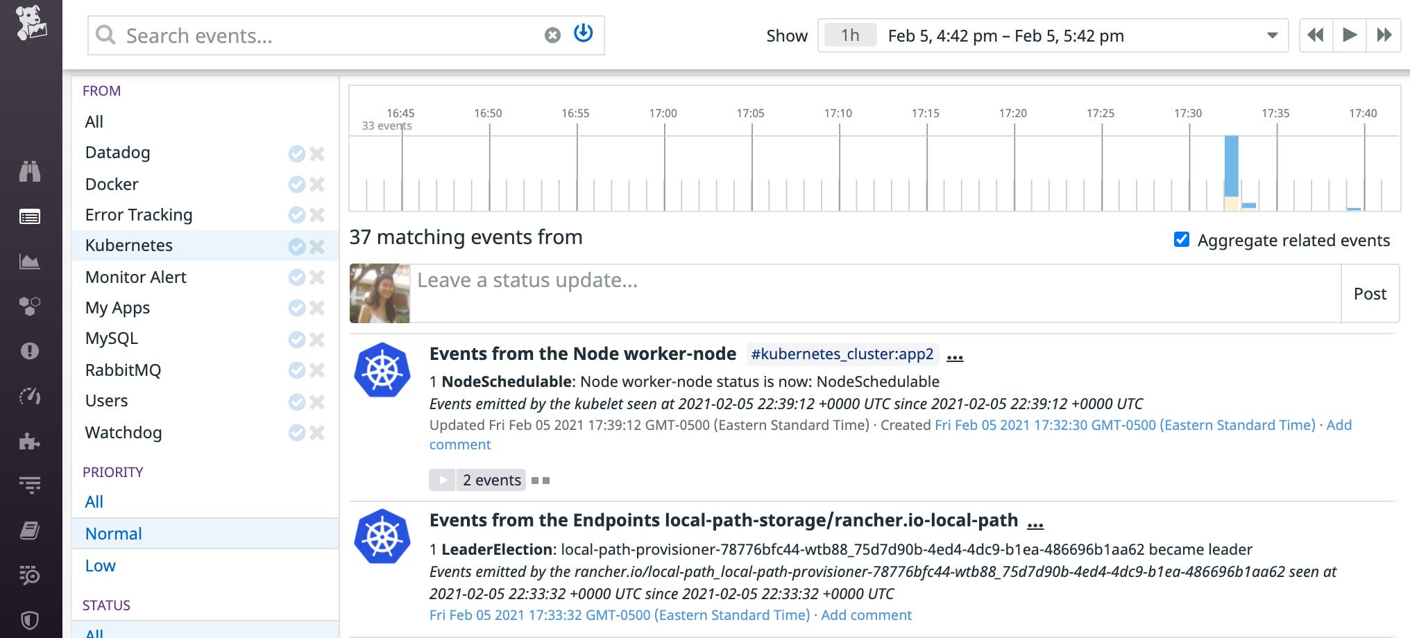 If you mark a node as schedulable again, it will show up as such in the datadog event stream. If you mark a node as schedulable again, it will show up as such in the datadog event stream.