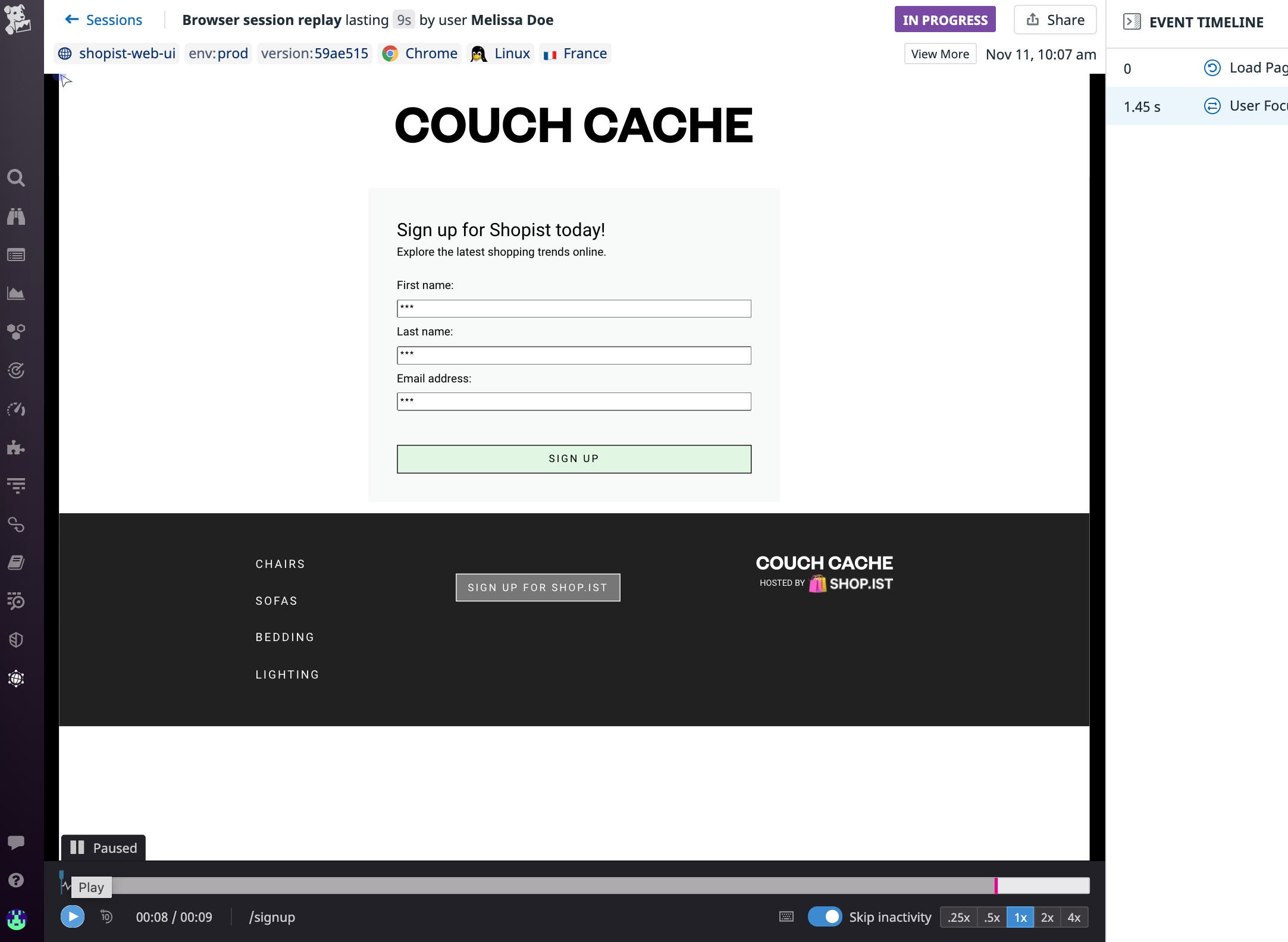 The mask user input privacy setting allows you to partially obfuscate pages to protect user data while enabling you to view the rest of the page to help you understand behavioral patterns. The mask user input privacy setting allows you to partially obfuscate pages to protect user data while enabling you to view the rest of the page to help you understand behavioral patterns.