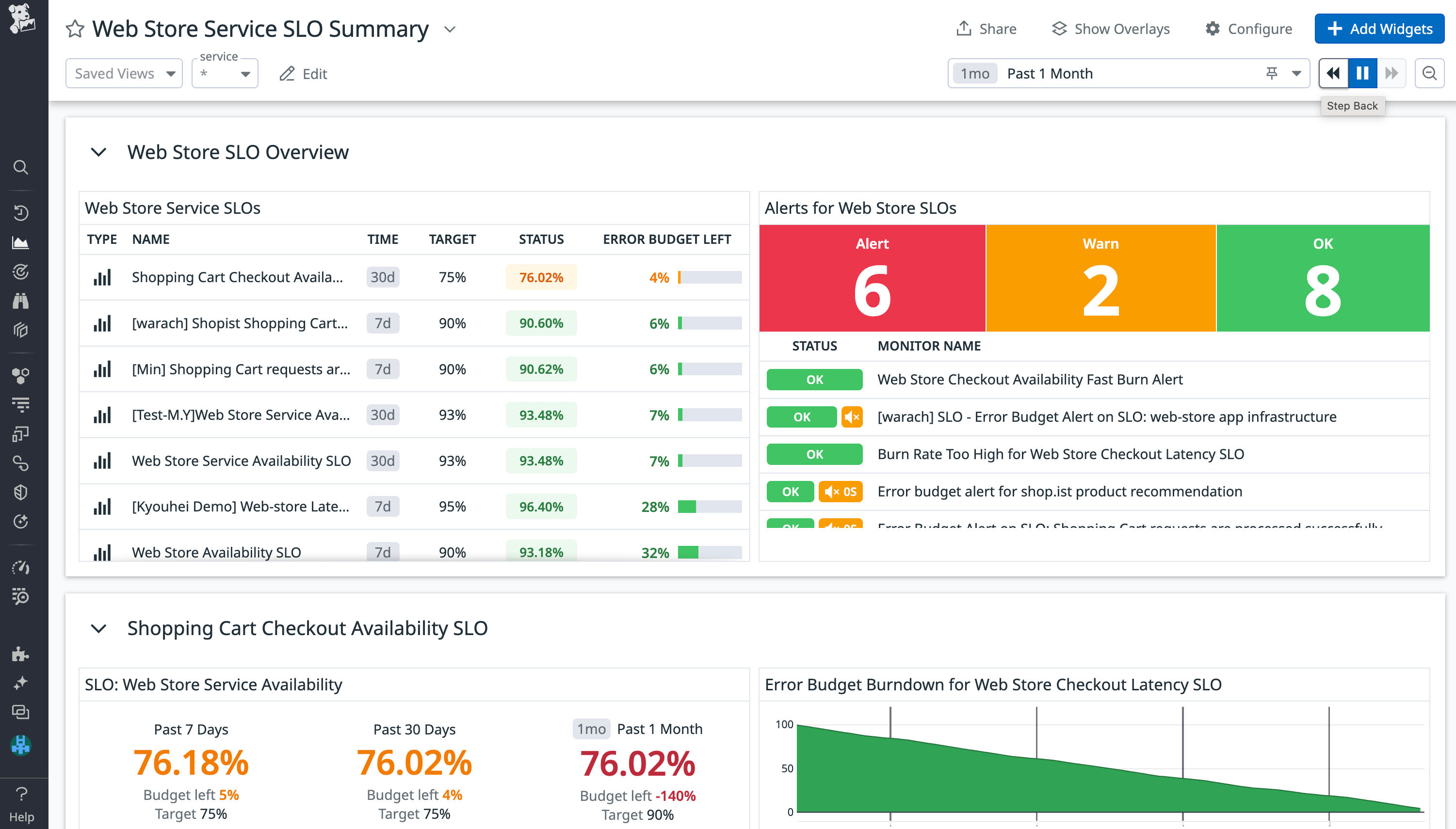 Enhance your dashboard by adding SLO widgets