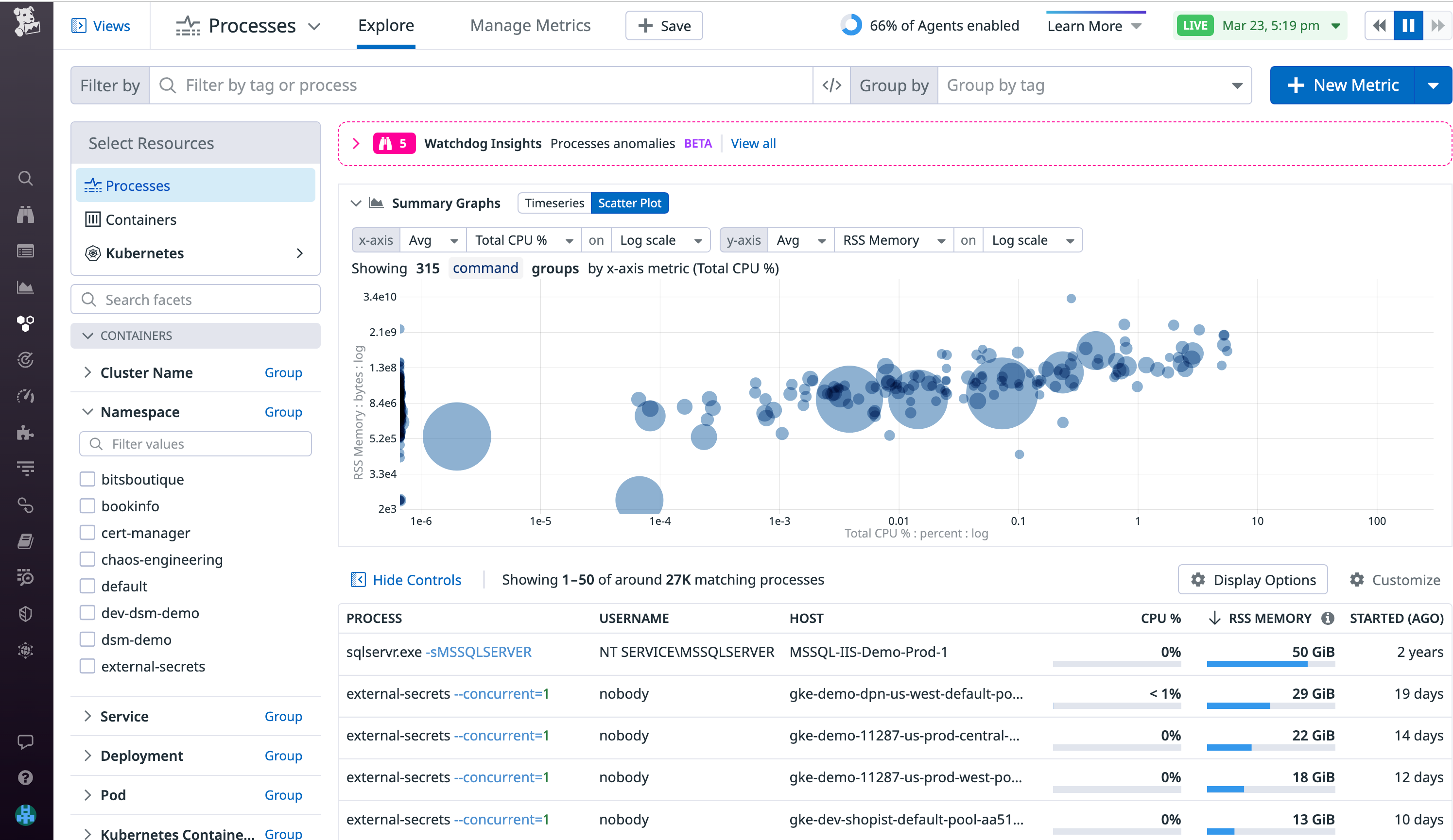 Configure live process monitoring to explore Windows processes in Datadog.