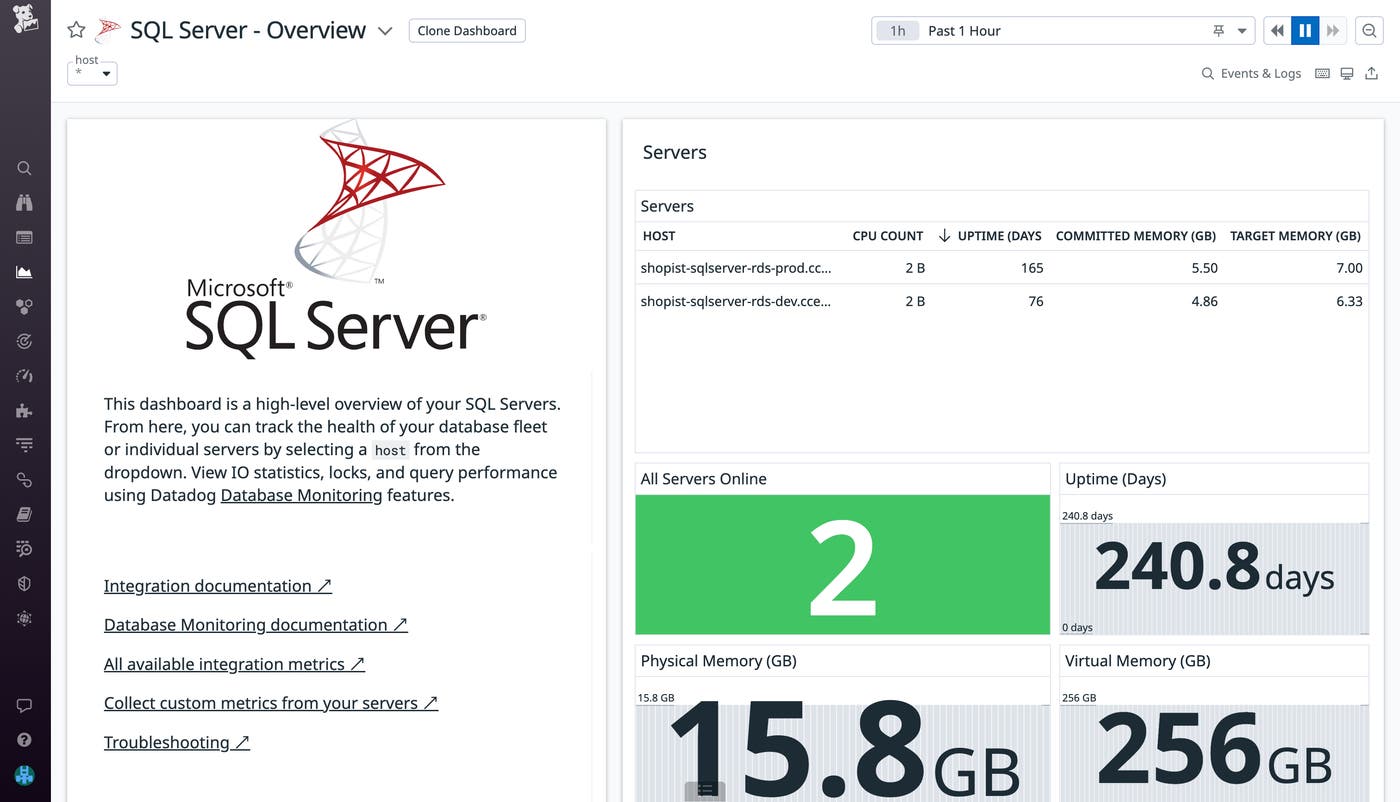 Monitor SQL Server queries using Datadog's OOTB dashboard Monitor SQL Server queries using Datadog's OOTB dashboard