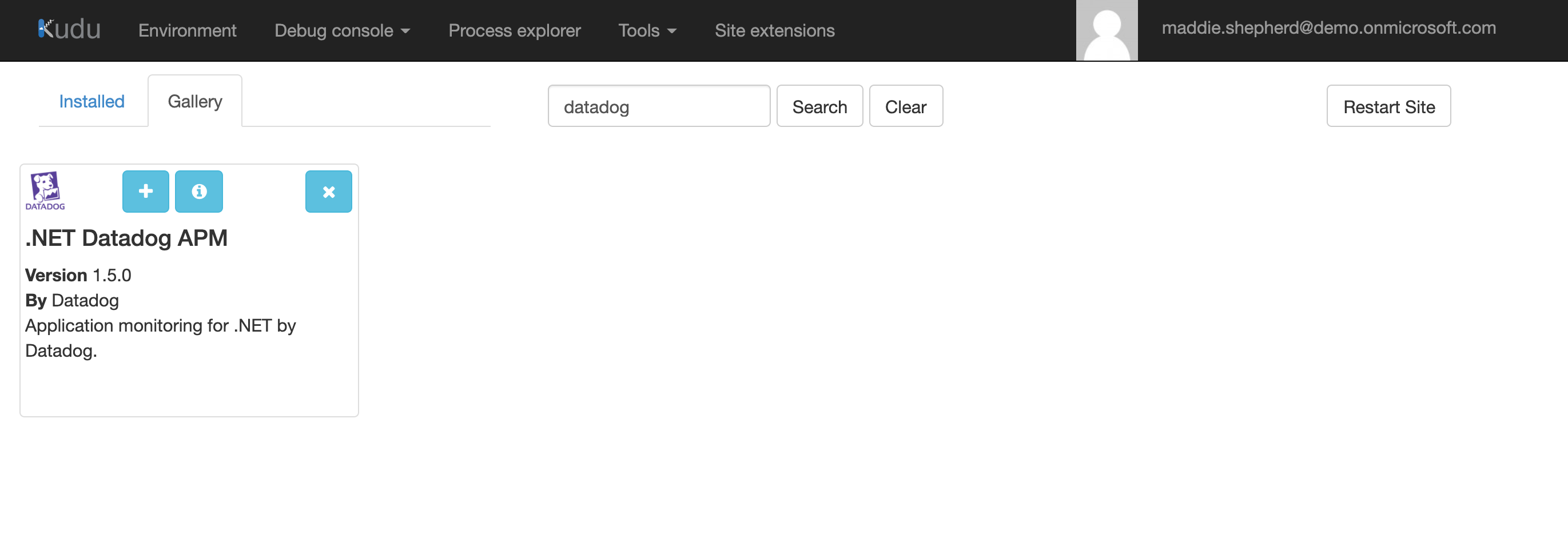 Datadog's .NET extension on Kudu