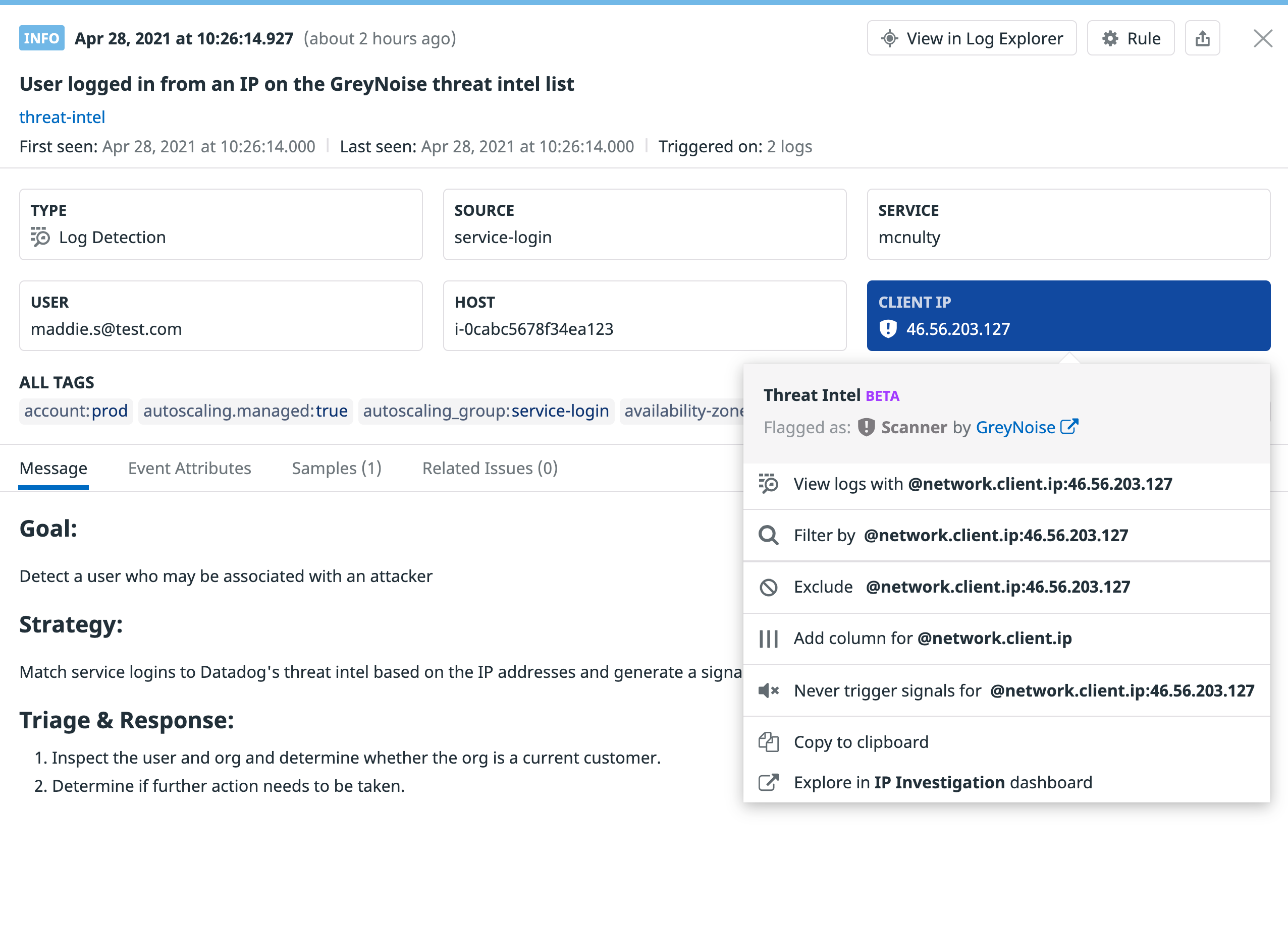 Detect malicious activity with curated threat intelligence.