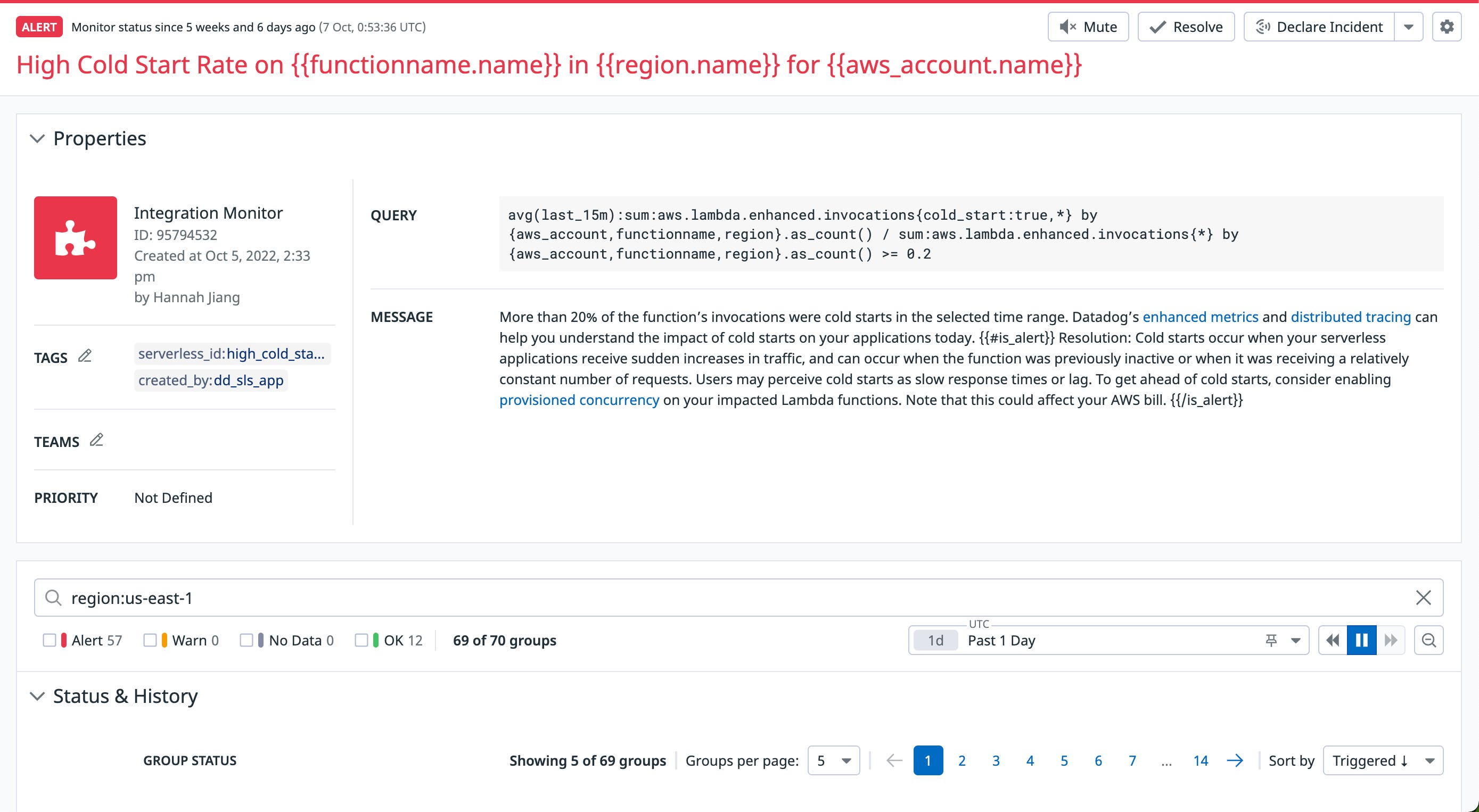 Alert on cold starts Alert on cold starts