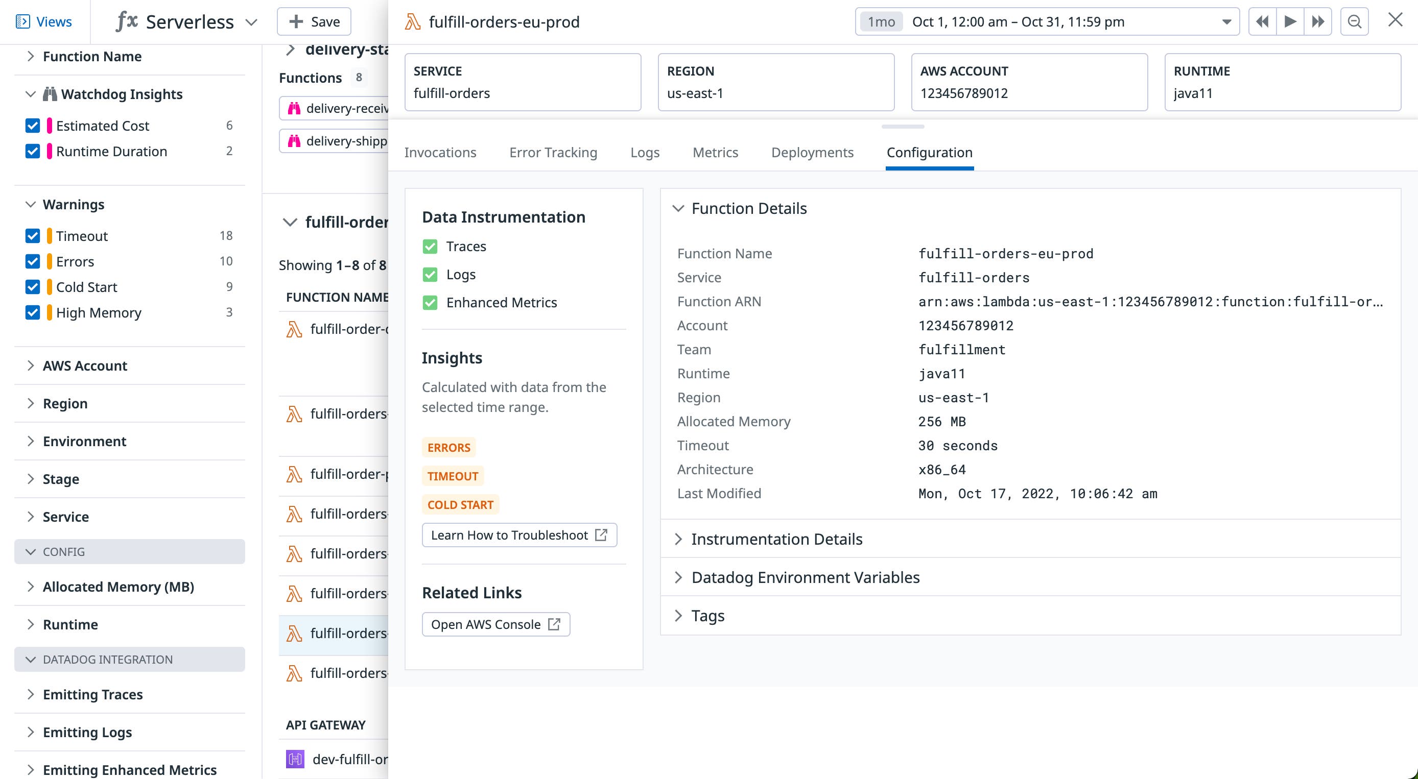 View a function's configuration View a function's configuration