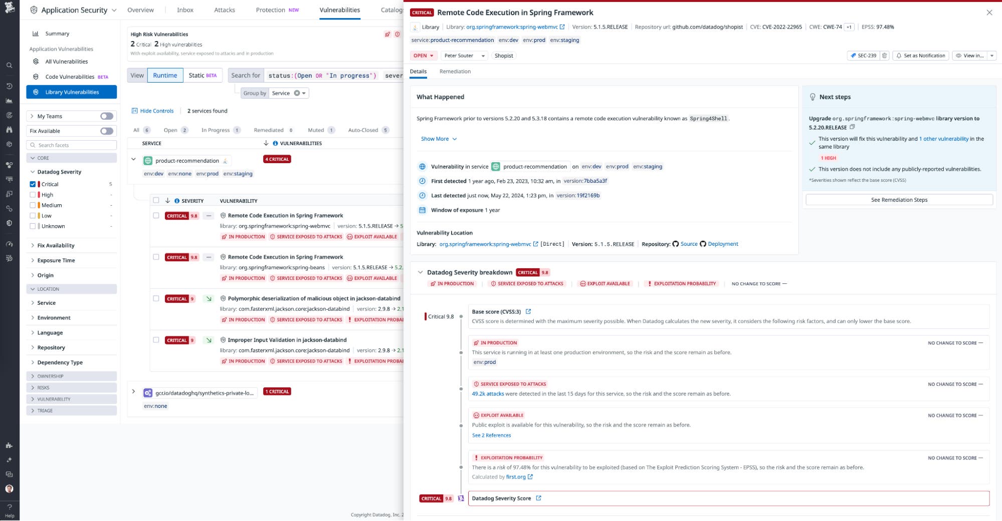 Datadog maintains issue severity score based on context Datadog maintains issue severity score based on context