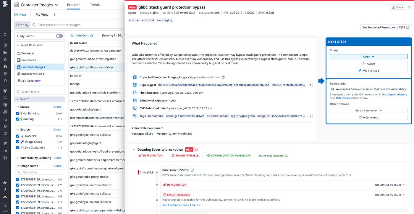 Container image details in the Datadog Container Image view Container image details in the Datadog Container Image view
