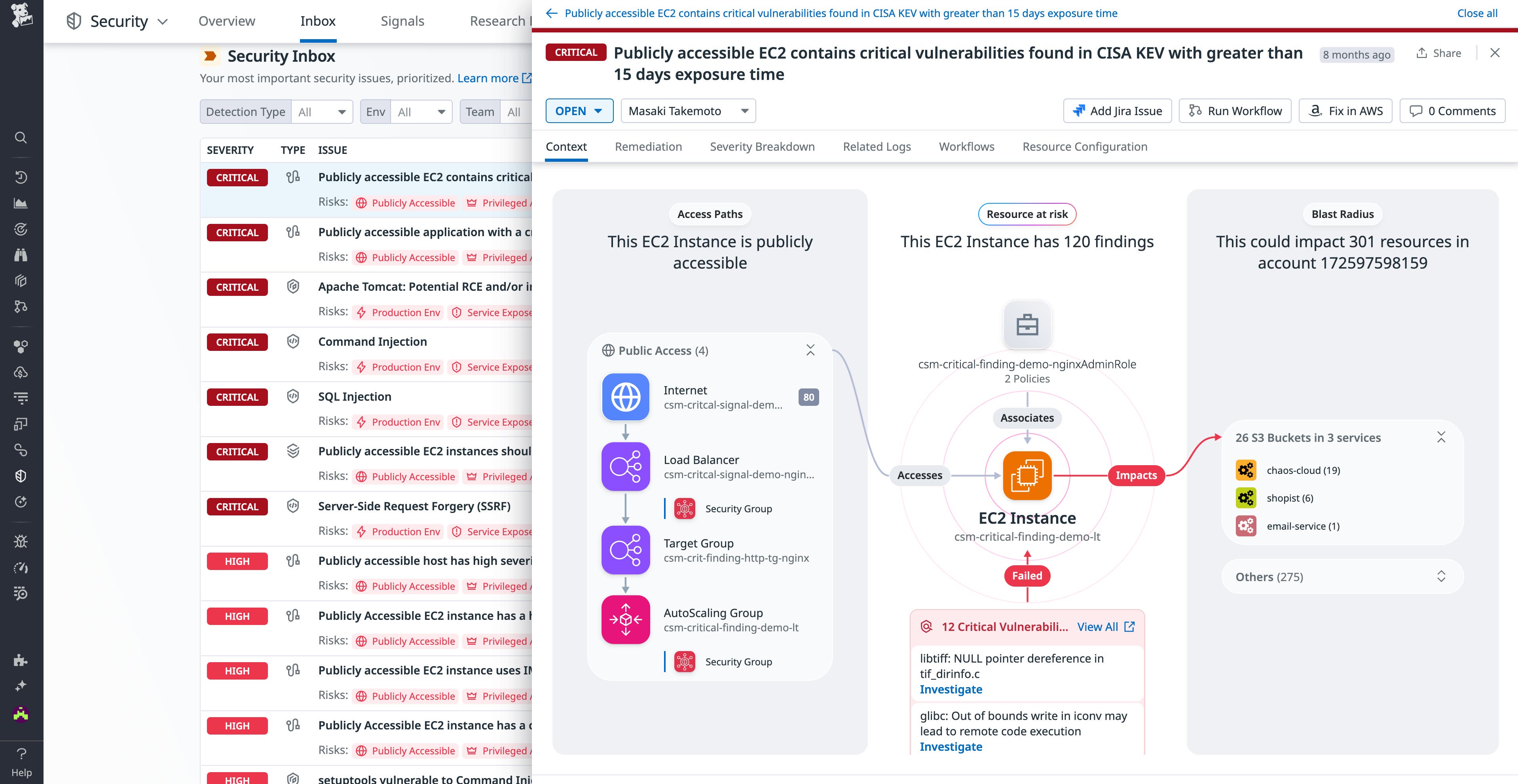Datadog Security Inbox with prioritized security issues Datadog Security Inbox with prioritized security issues