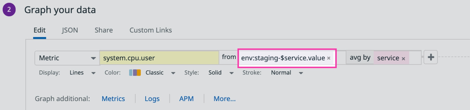 Using the new syntax, you can form graph queries with a reduced set of template variables.