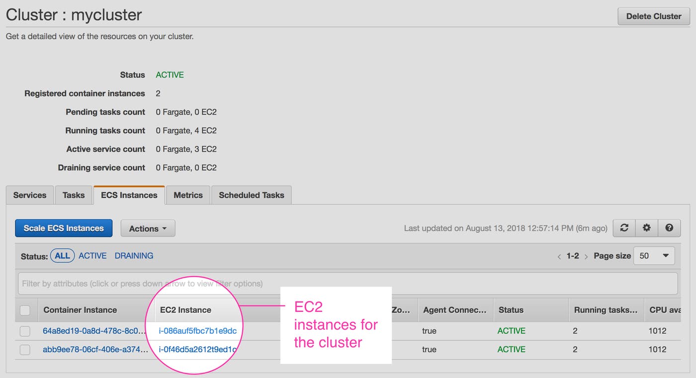 EC2 instances associated with an ECS cluster, making it possible to focus our ECS monitoring. EC2 instances associated with an ECS cluster, making it possible to focus our ECS monitoring.