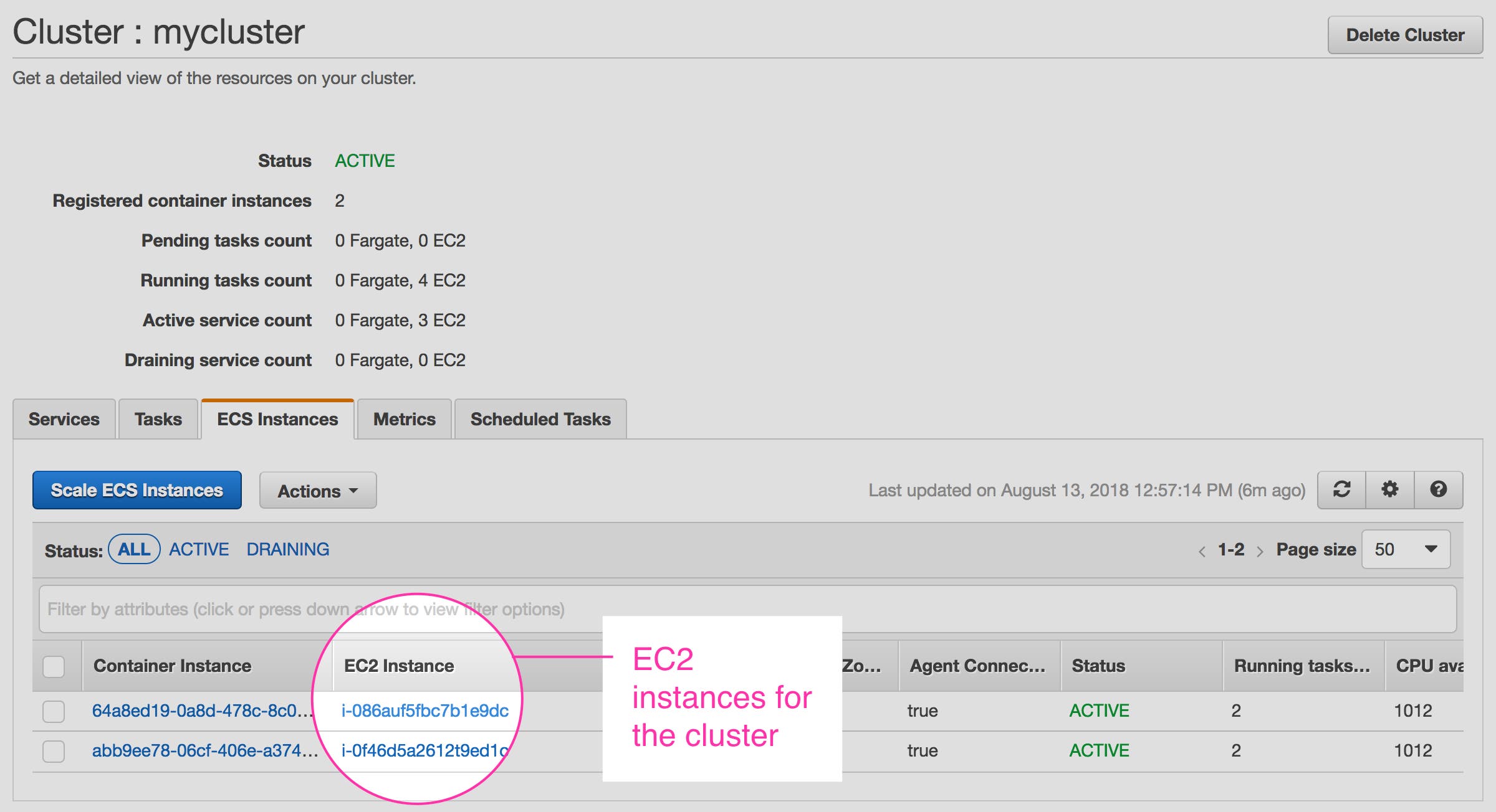 EC2 instances associated with an ECS cluster, making it possible to focus our ECS monitoring. EC2 instances associated with an ECS cluster, making it possible to focus our ECS monitoring.