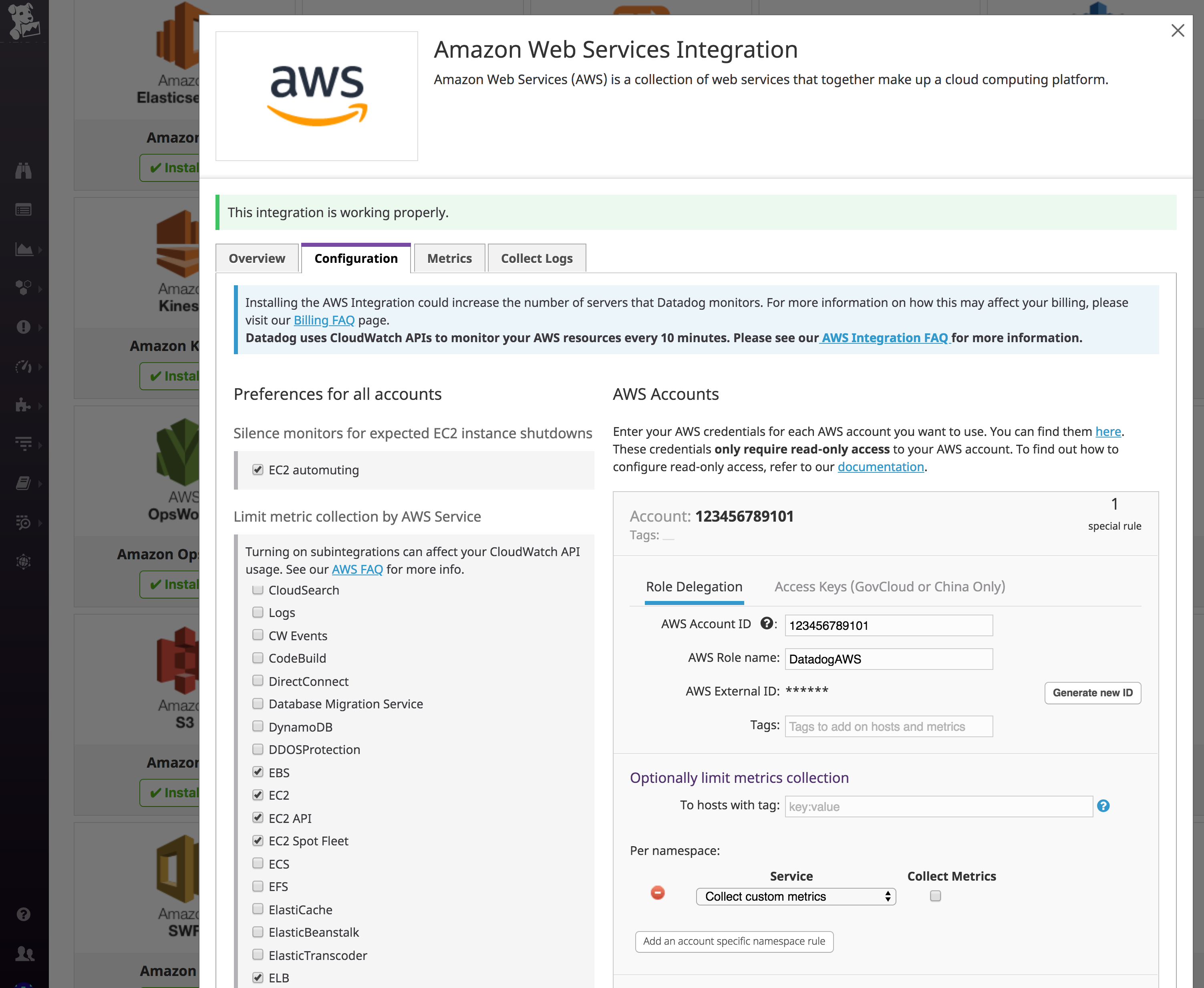 EKS monitoring with Datadog AWS integration