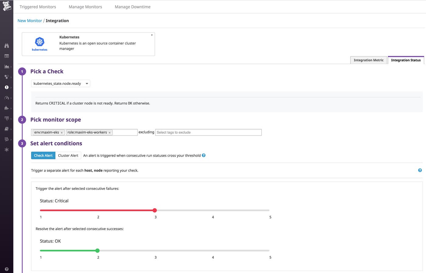 EKS monitoring with Datadog service check alert EKS monitoring with Datadog service check alert