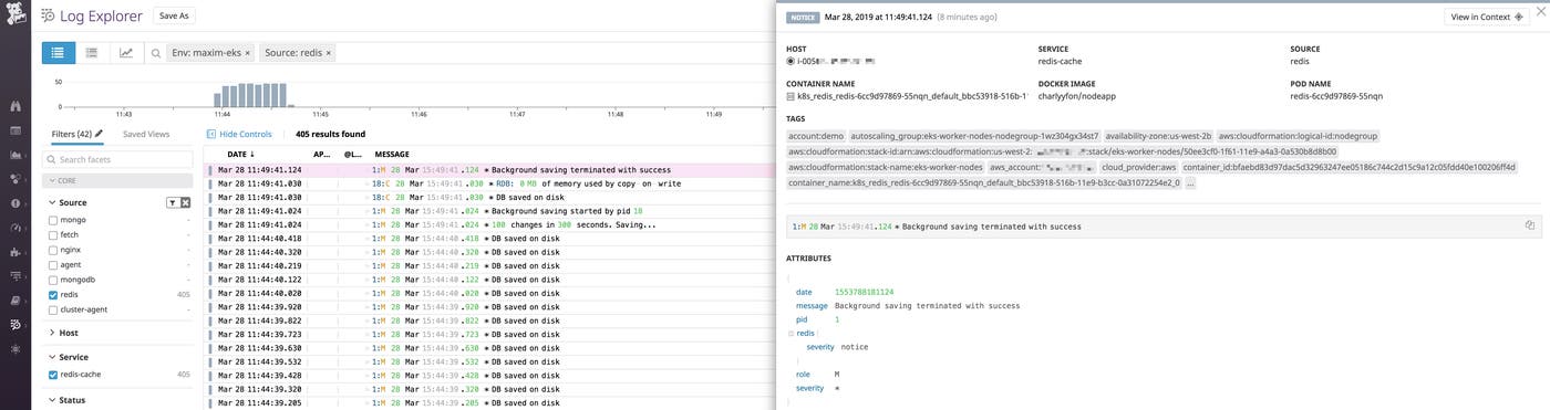 EKS monitoring with Datadog Redis logs EKS monitoring with Datadog Redis logs
