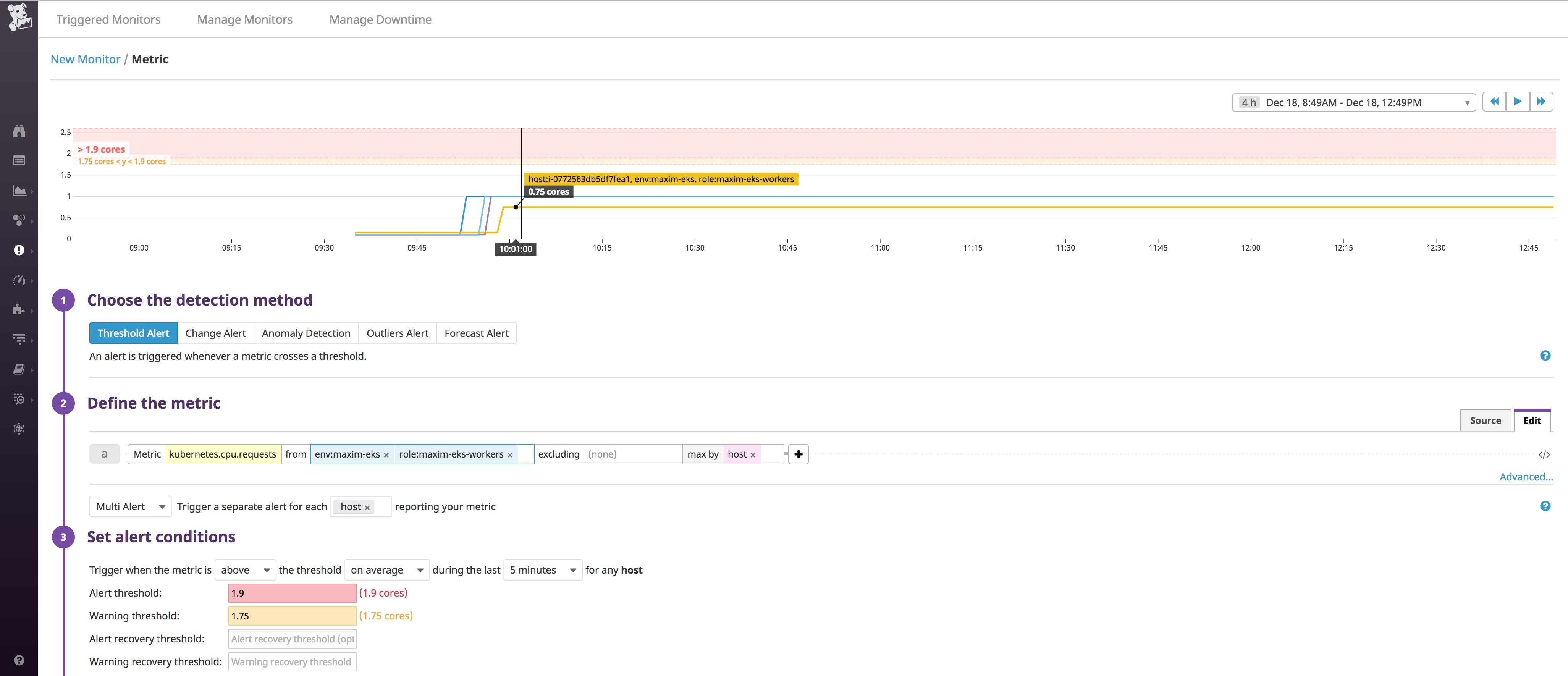 EKS monitoring with Datadog threshold alert EKS monitoring with Datadog threshold alert