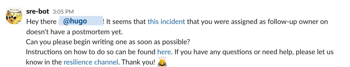 Automation reminds Datadog engineers to draft a postmortem after an incident. Automation reminds Datadog engineers to draft a postmortem after an incident.
