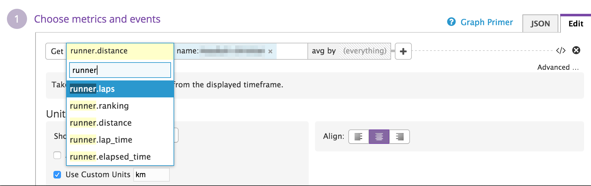 Run metrics in a Datadog widget