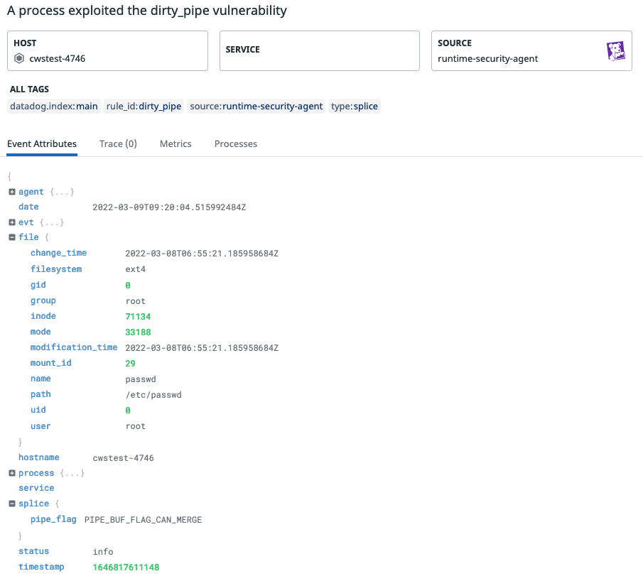 Detecting Dirty Pipe with Datadog
