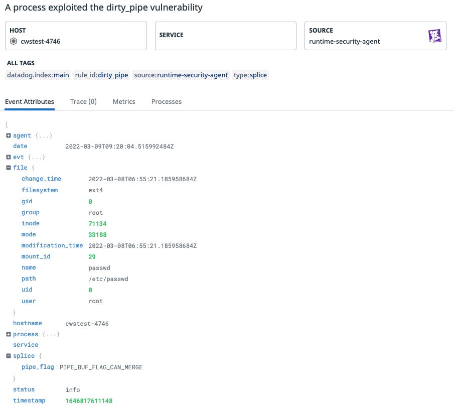 Detecting Dirty Pipe with Datadog Detecting Dirty Pipe with Datadog
