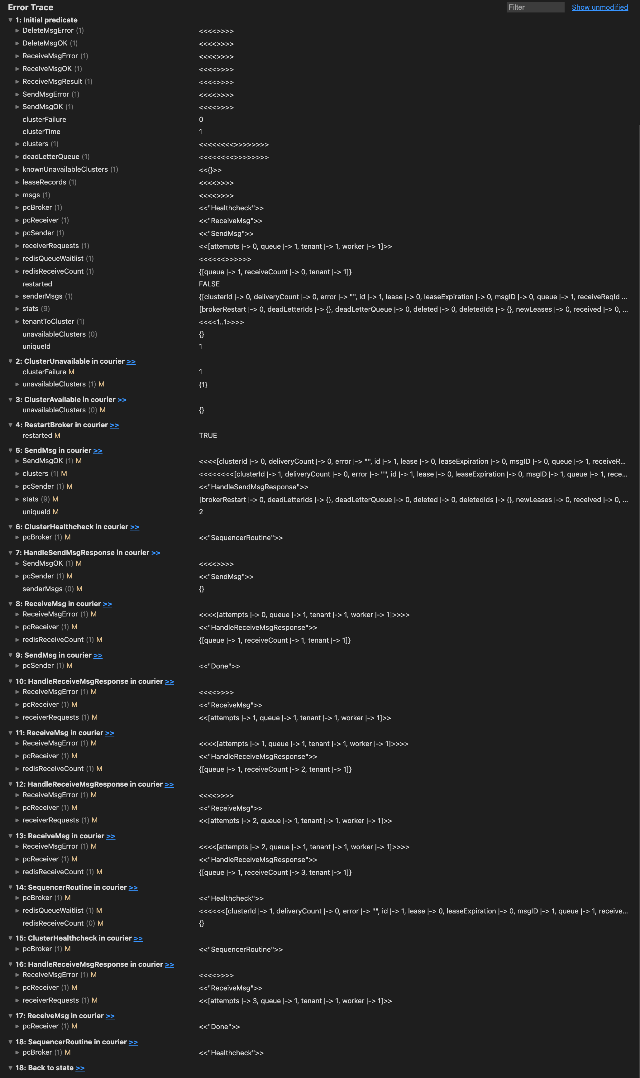 Courier model stack trace.