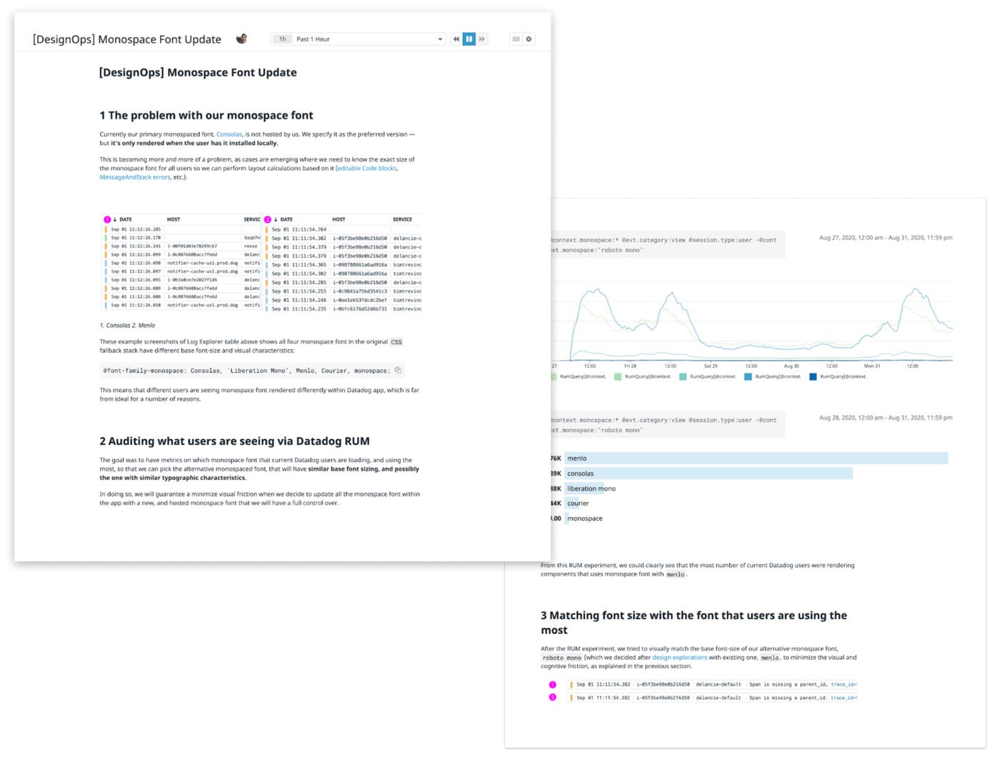 Notebook page with our monospace font update project Notebook page with our monospace font update project