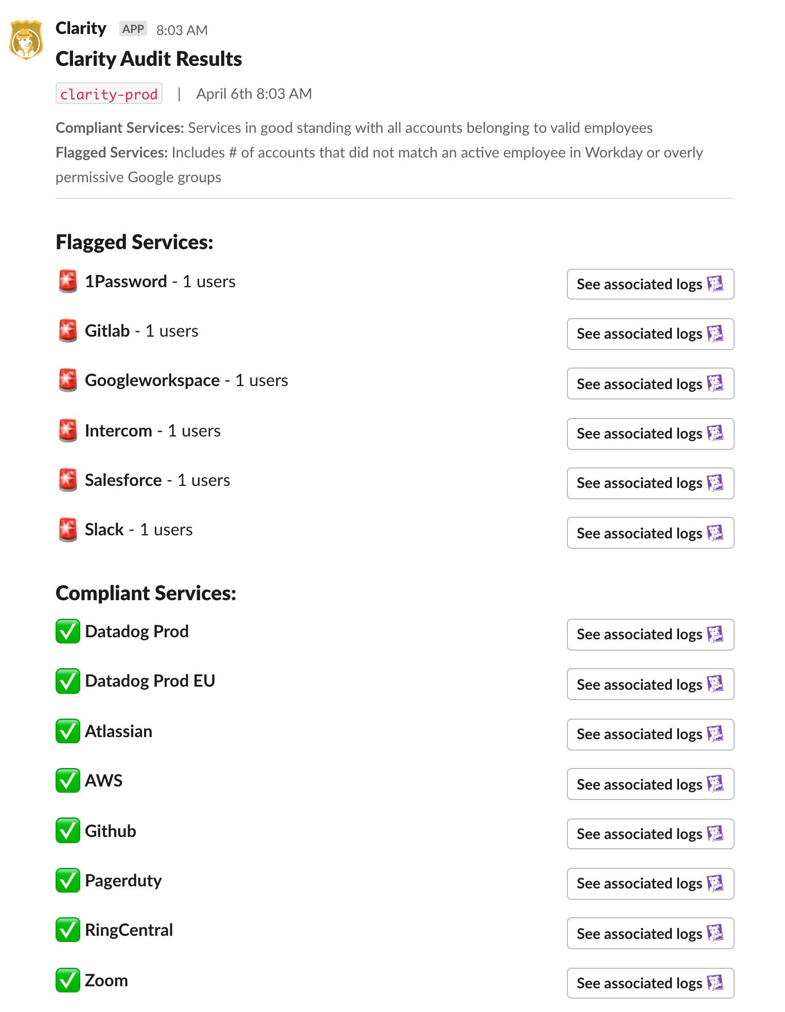 Example Clarity notifications Example Clarity notifications