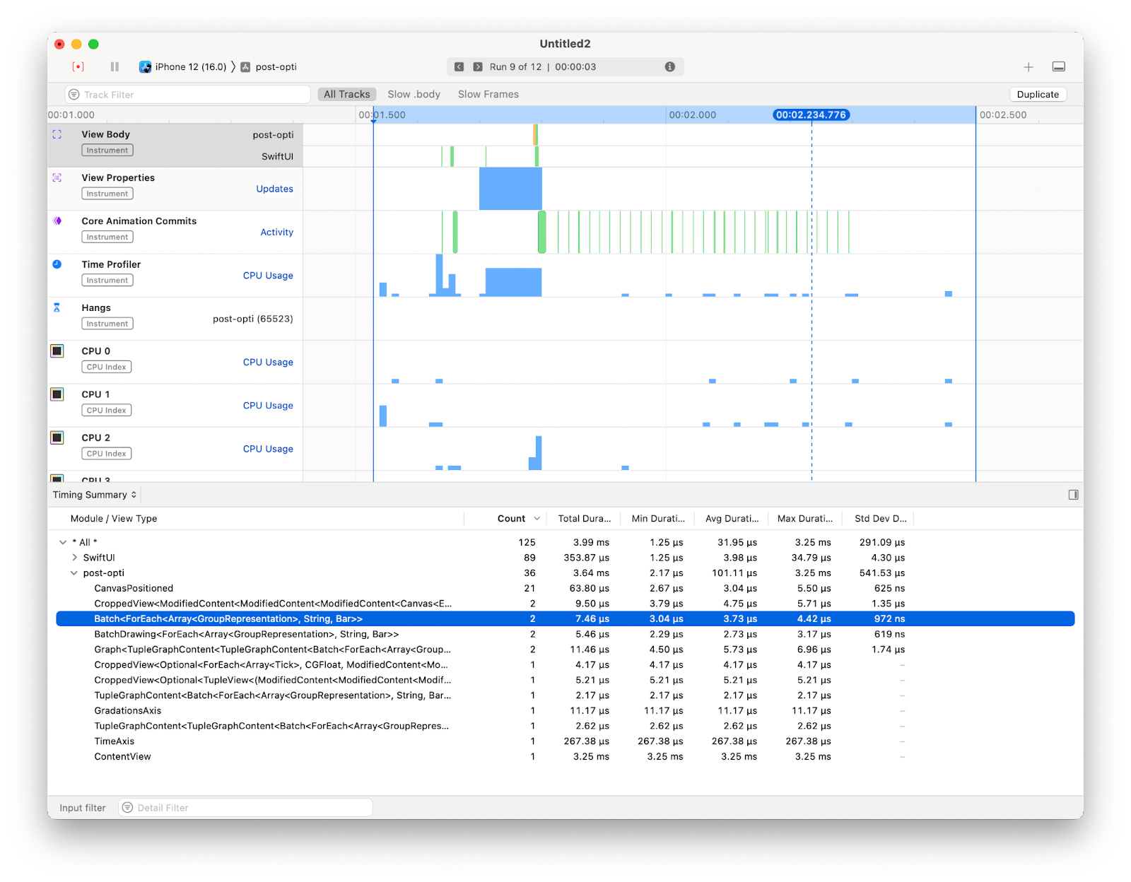 A profiling recording with no hangs