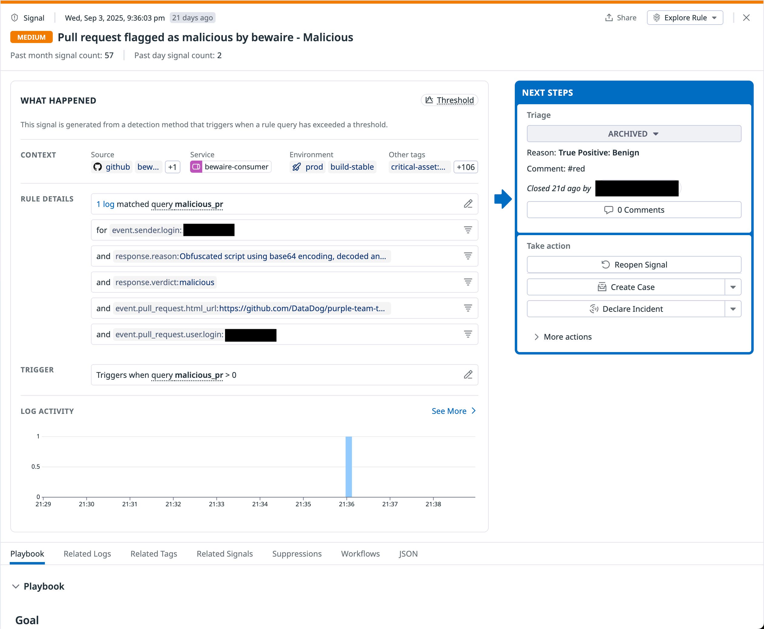 Screenshot showing obfuscated malicious code in a GitHub pull request. Screenshot showing obfuscated malicious code in a GitHub pull request.