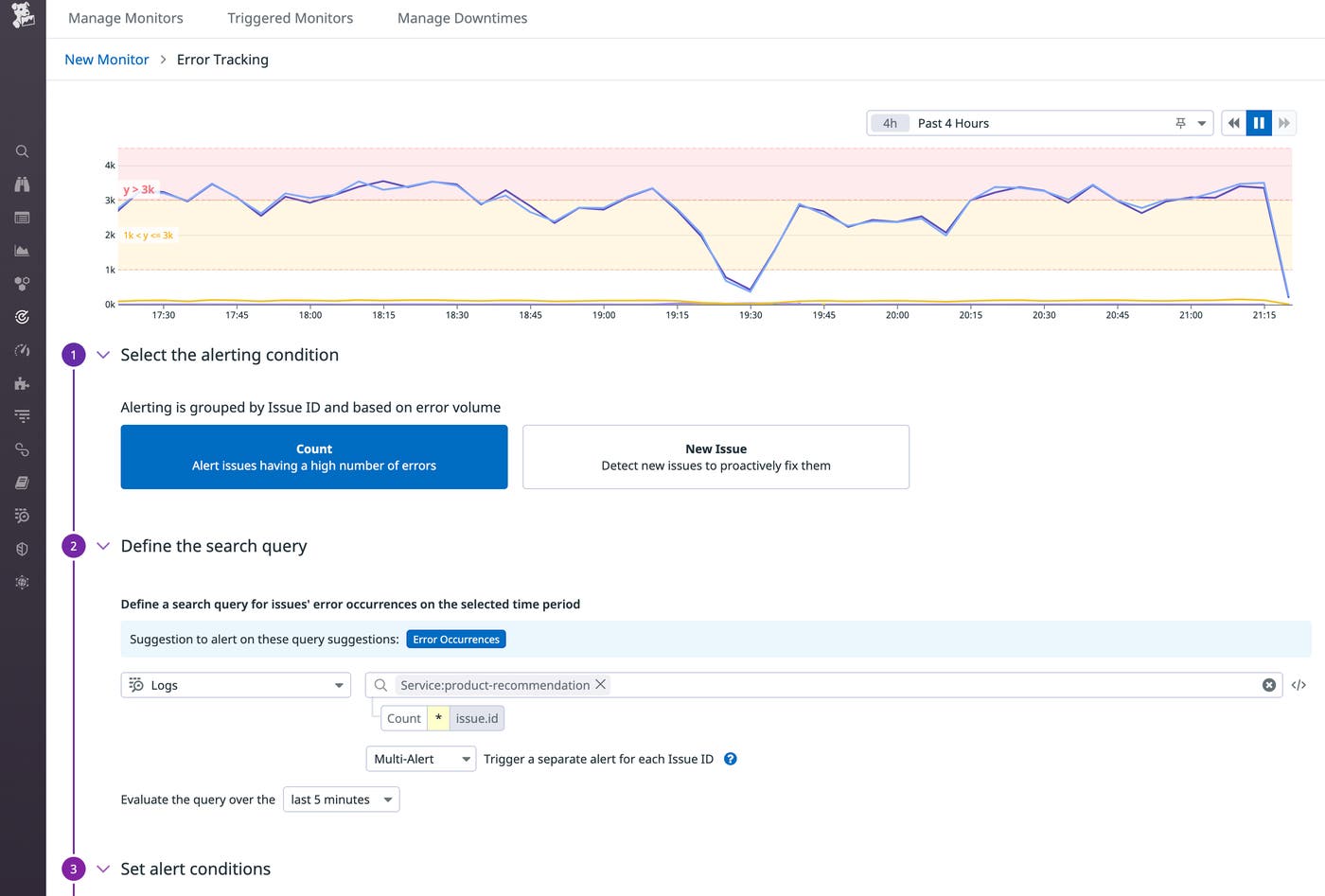 Error Tracking monitors Error Tracking monitors