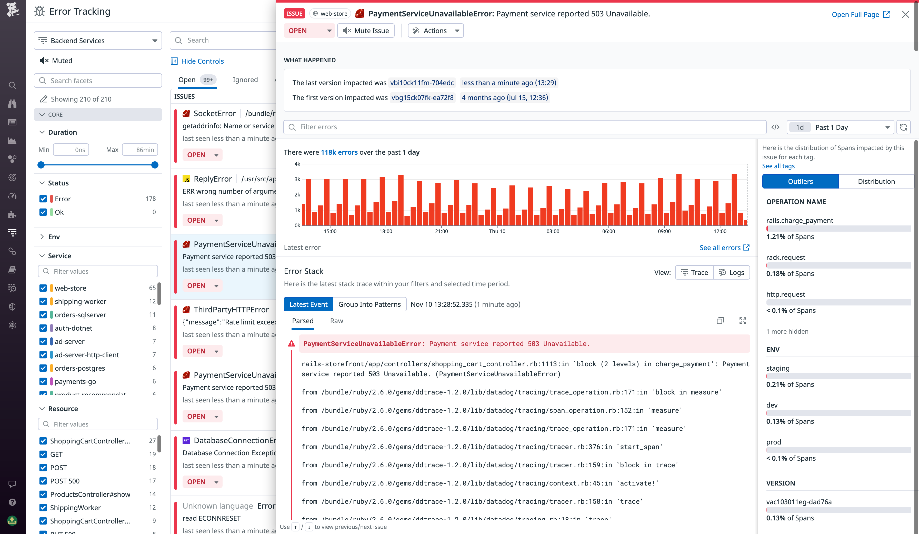 Error Tracking helps you understand errors with your backend code.